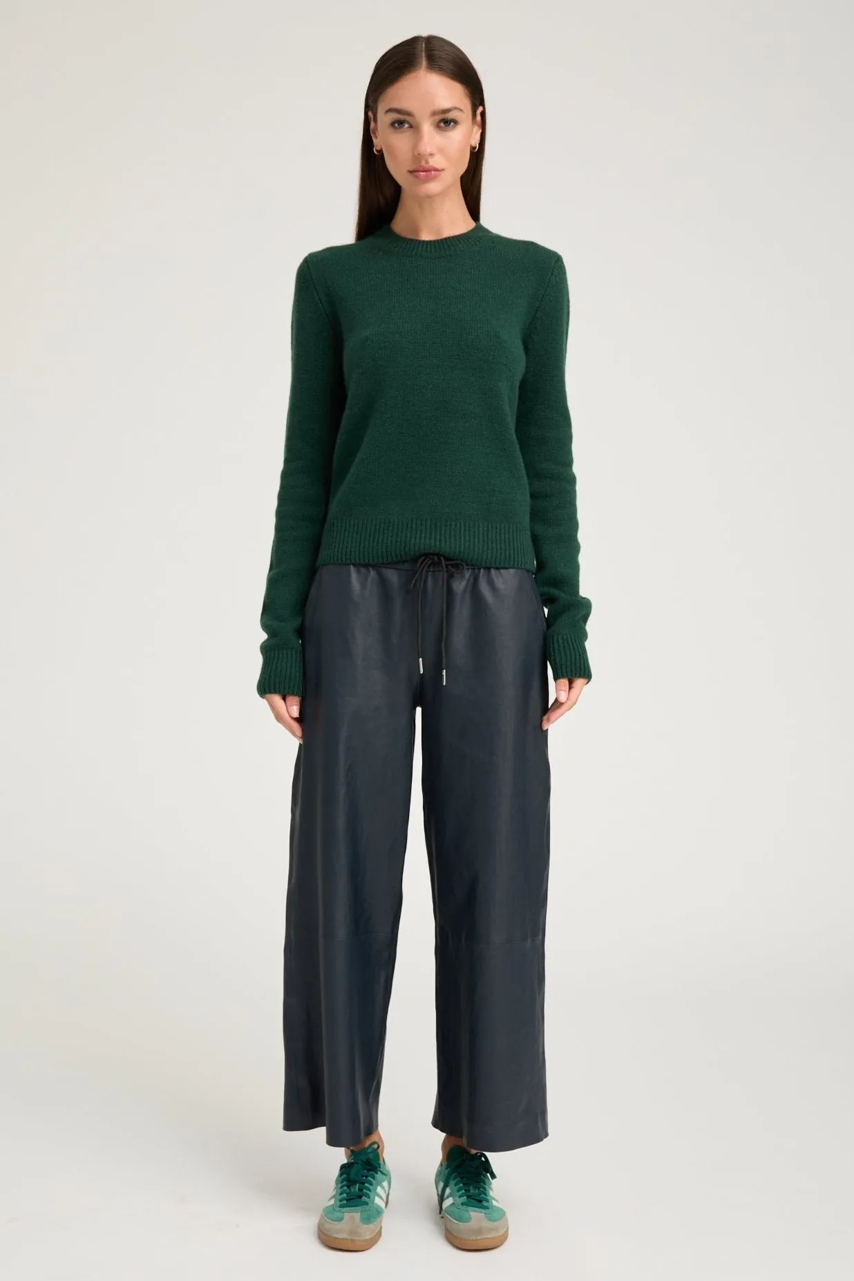 Midnight Leather Cropped Baggy Pants sold by SPRWMN product image thumbnail 2