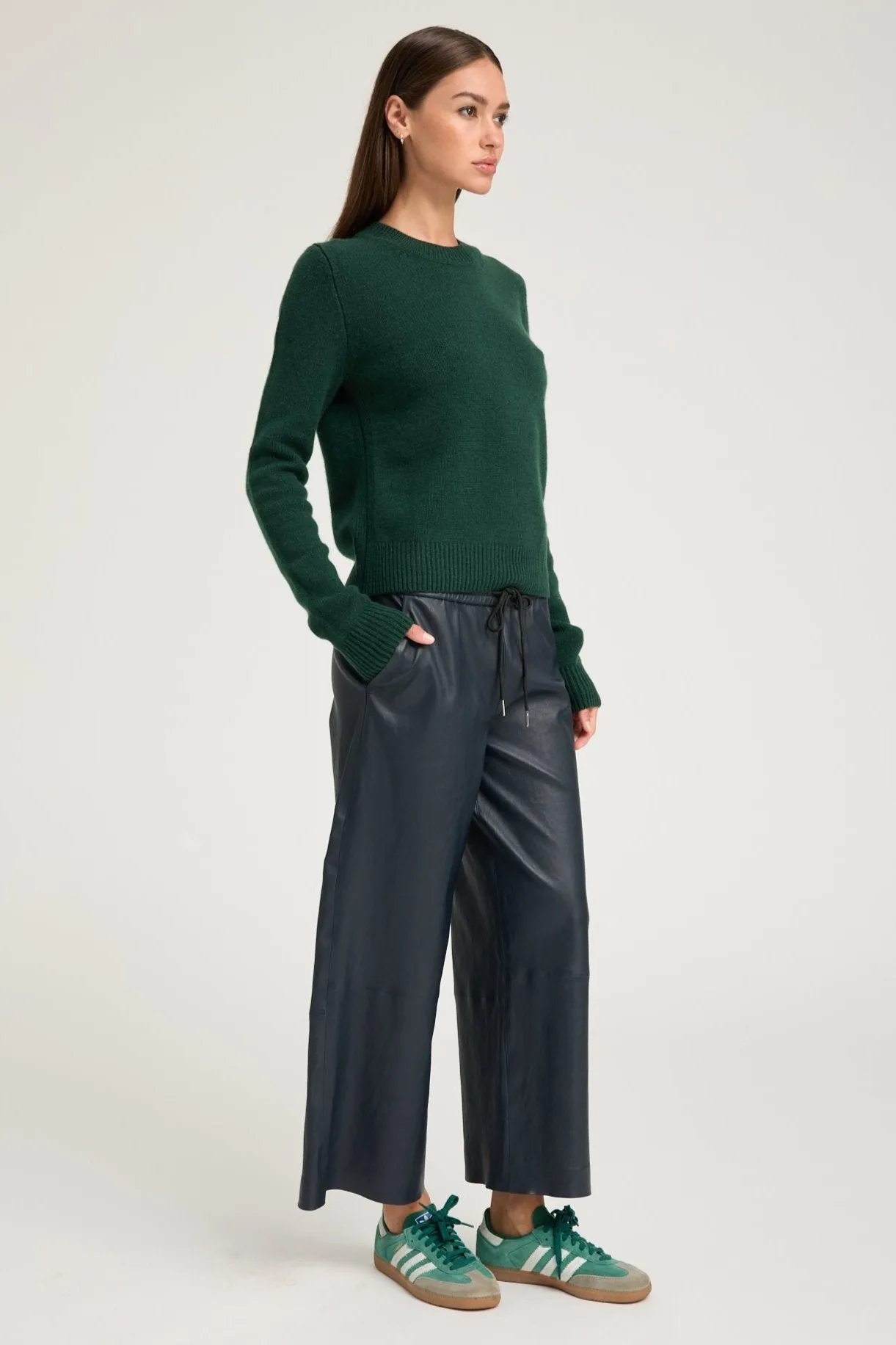 Midnight Leather Cropped Baggy Pants sold by SPRWMN product image thumbnail 3