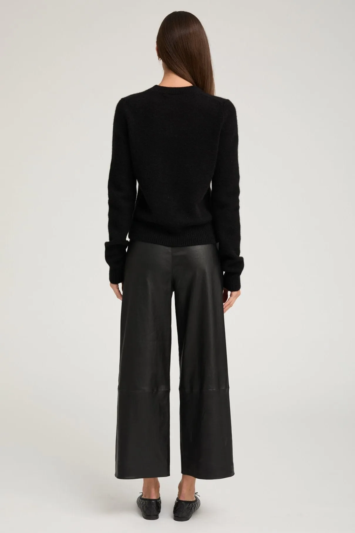 Black Leather Cropped Baggy Pants sold by SPRWMN product image thumbnail 3