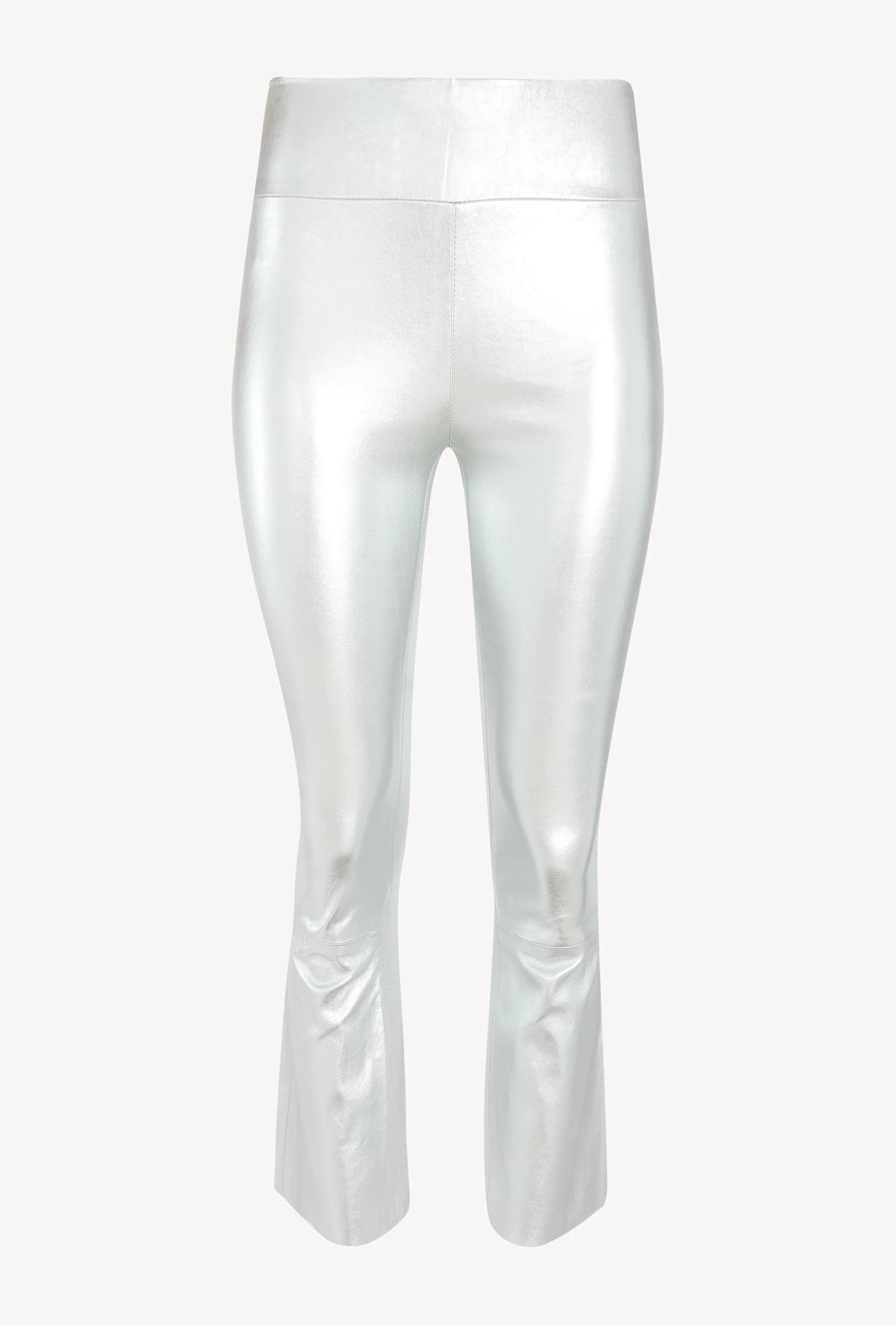 Metallic Silver Leather Crop Flare sold by SPRWMN