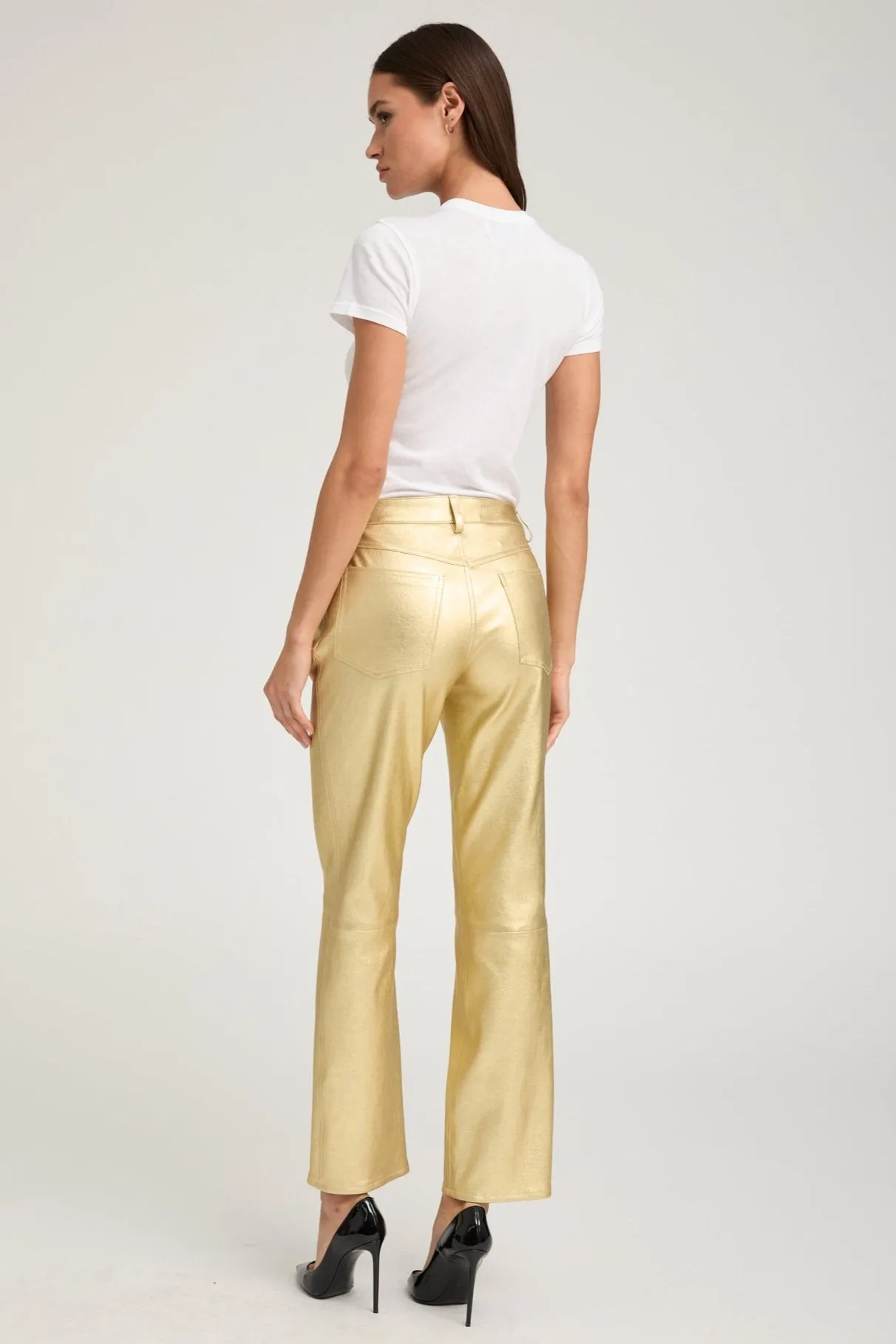 Metallic Gold Leather 5 Pocket Ankle Slim Straight sold by SPRWMN product image thumbnail 4