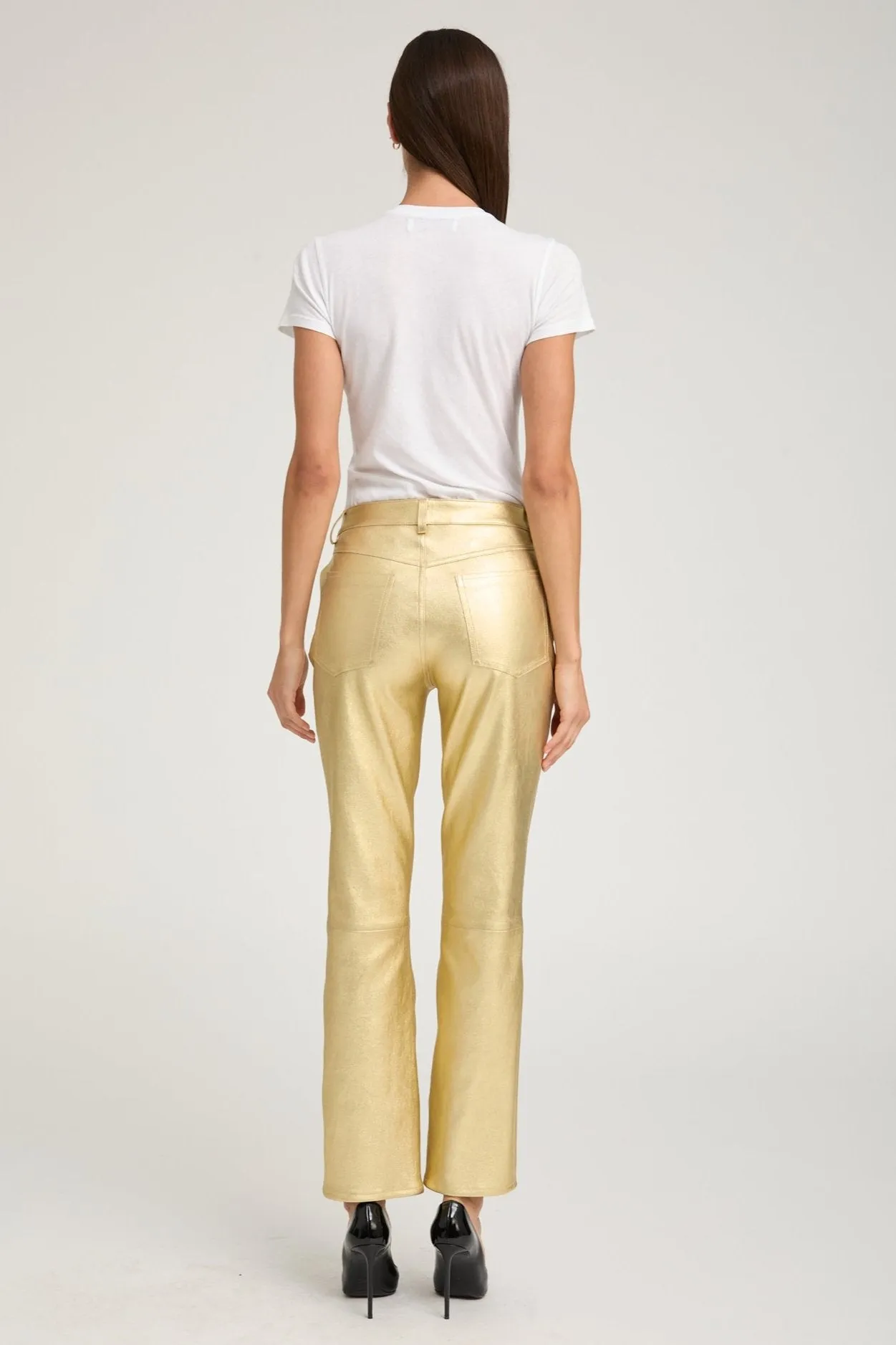 Metallic Gold Leather 5 Pocket Ankle Slim Straight sold by SPRWMN product image thumbnail 3