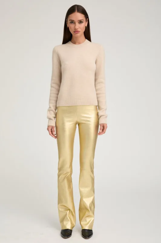 Metallic Gold Leather Micro Flare sold by SPRWMN