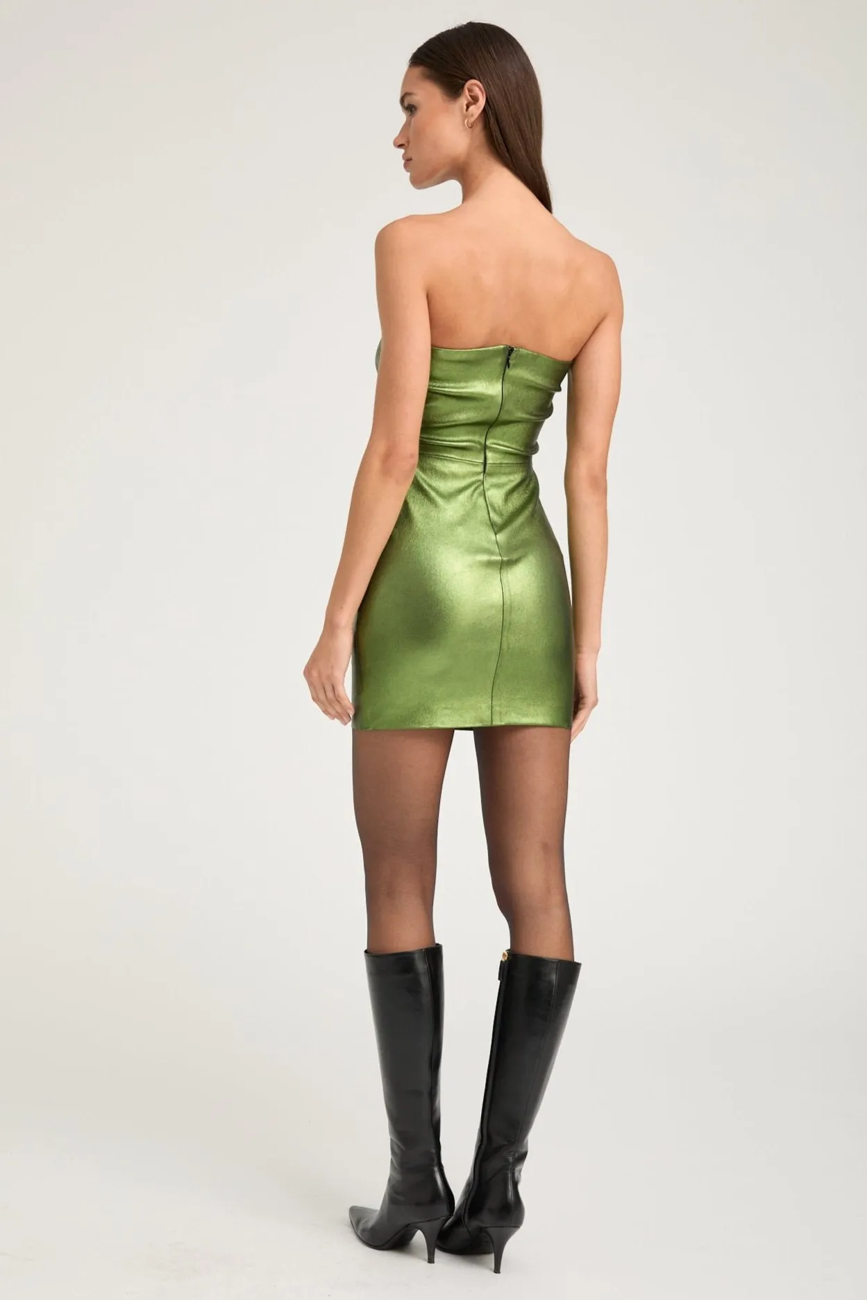 Metallic Green Leather Mini Tube Dress sold by SPRWMN product image thumbnail 5