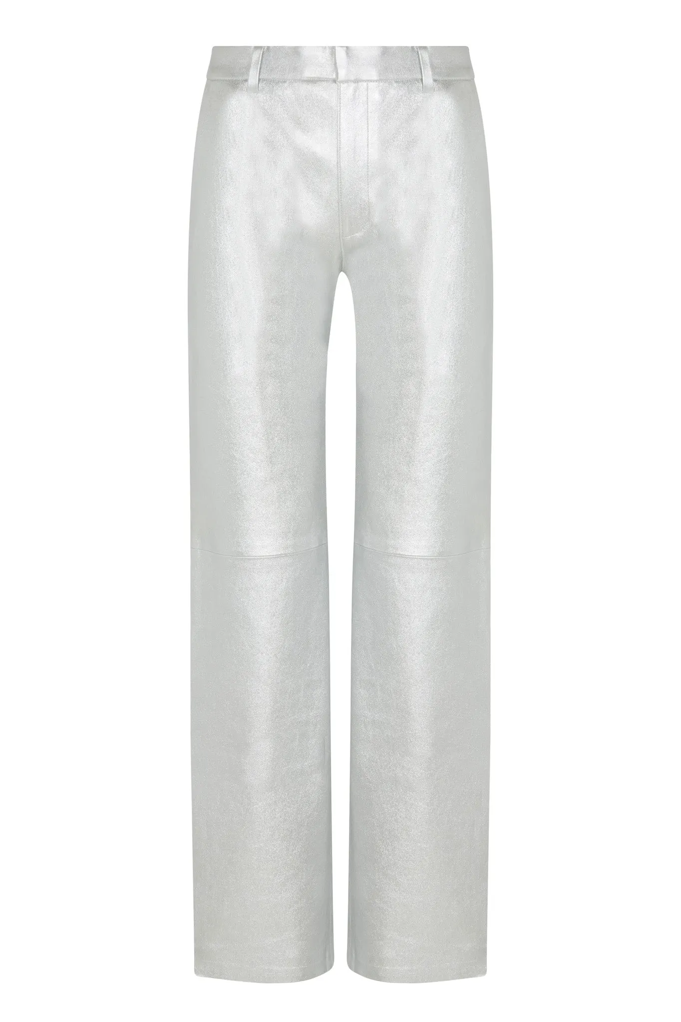 Metallic Silver Leather Classic Trousers sold by SPRWMN product image thumbnail 5