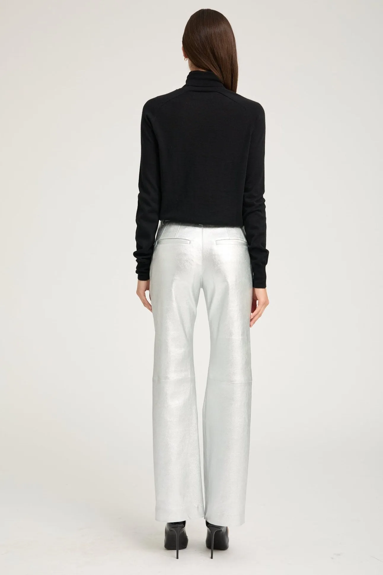 Metallic Silver Leather Classic Trousers sold by SPRWMN product image thumbnail 3