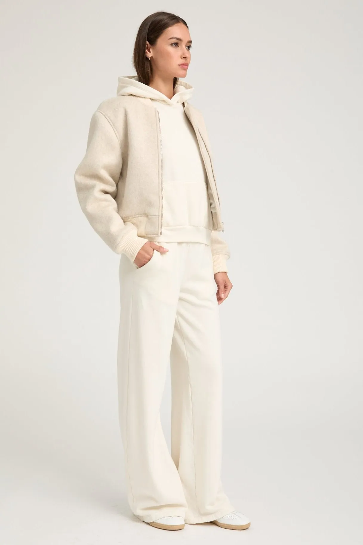 Off White Wool Cashmere Bomber sold by SPRWMN product image thumbnail 3