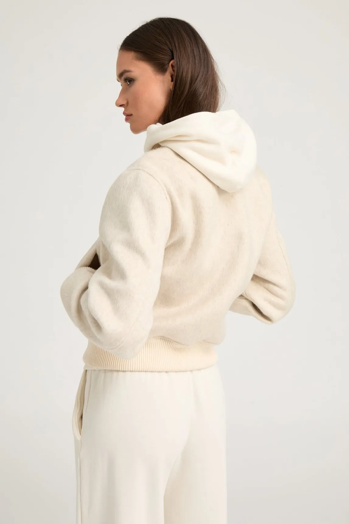 Off White Wool Cashmere Bomber sold by SPRWMN product image thumbnail 5