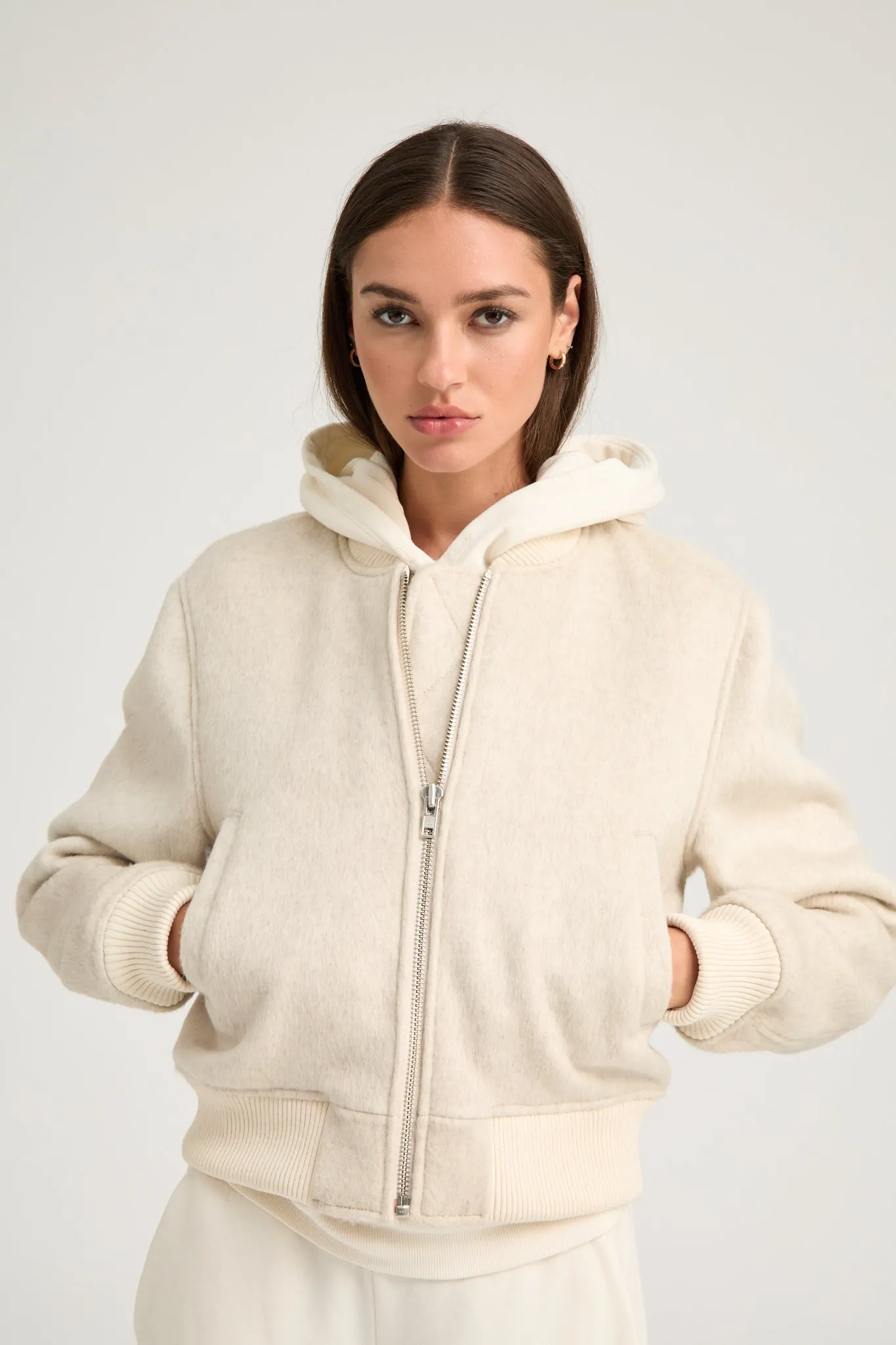 Off White Wool Cashmere Bomber sold by SPRWMN