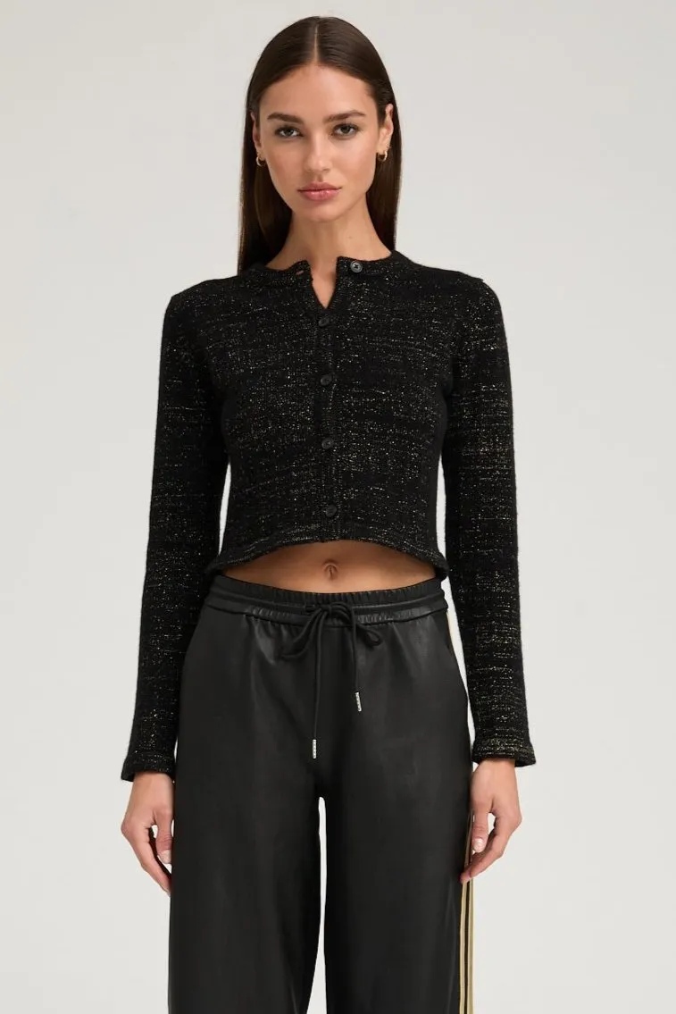 Black & Gold Cashmere Shrunken Cardigan sold by SPRWMN