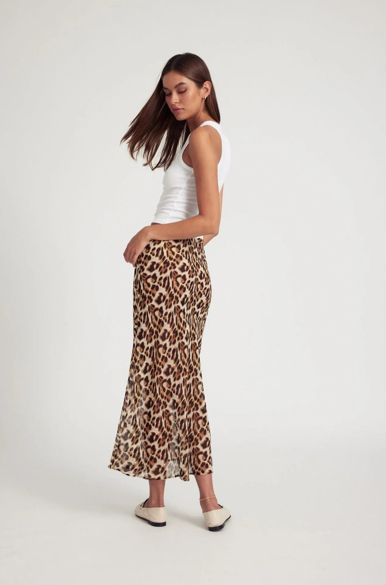 Leopard Silk Bias Maxi Skirt sold by SPRWMN product image thumbnail 3