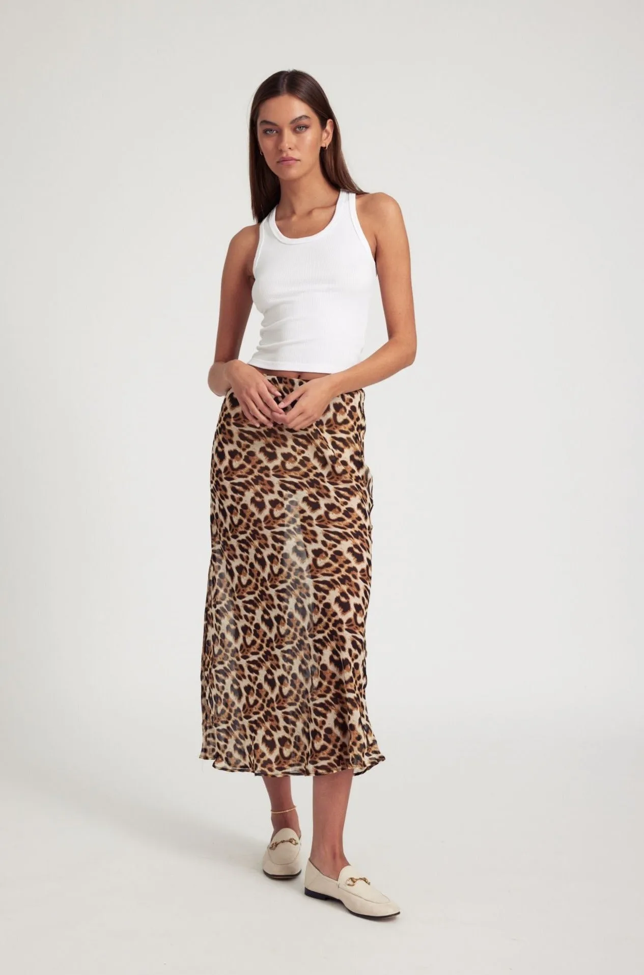 Leopard Silk Bias Maxi Skirt sold by SPRWMN