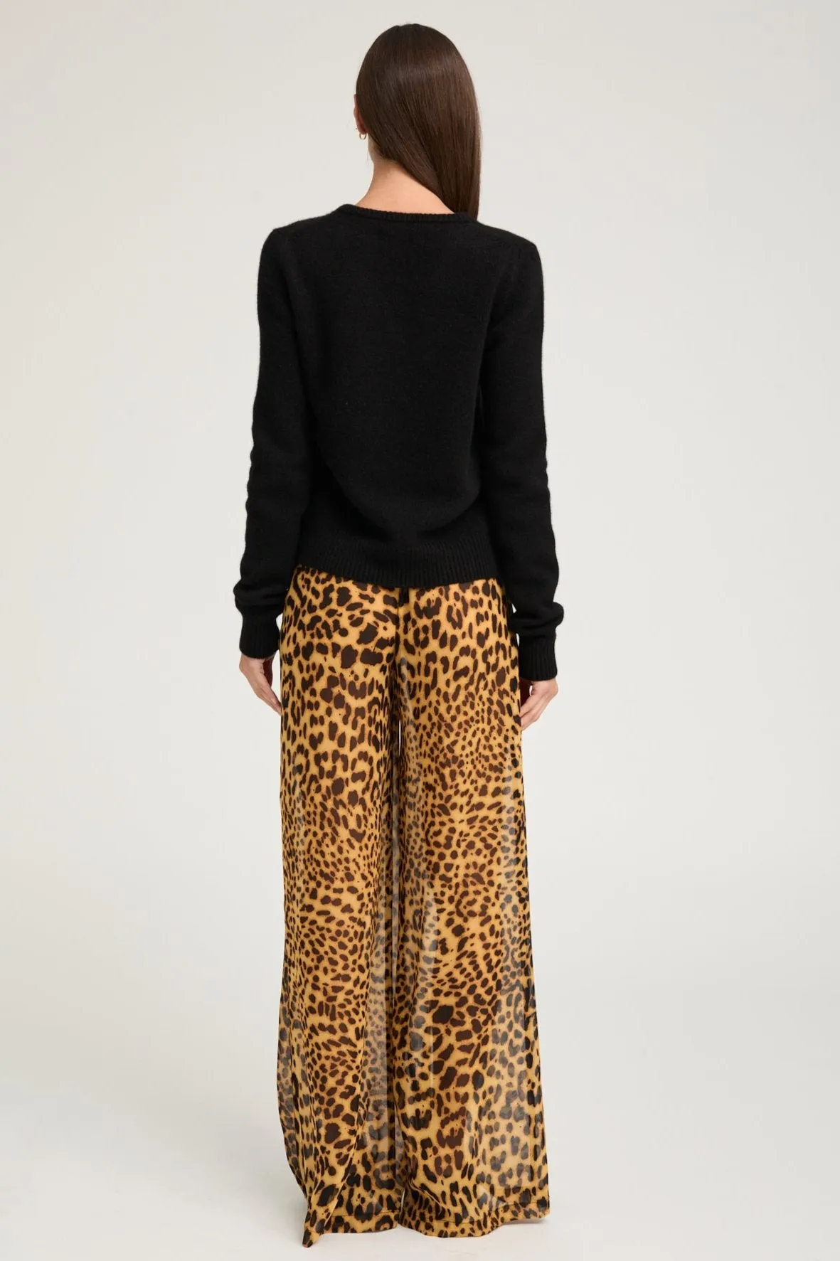 Dark Leopard Silk Wide Leg Trousers sold by SPRWMN product image thumbnail 4