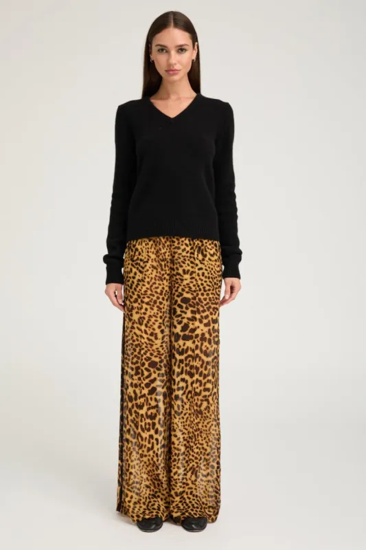 Dark Leopard Silk Wide Leg Trousers sold by SPRWMN
