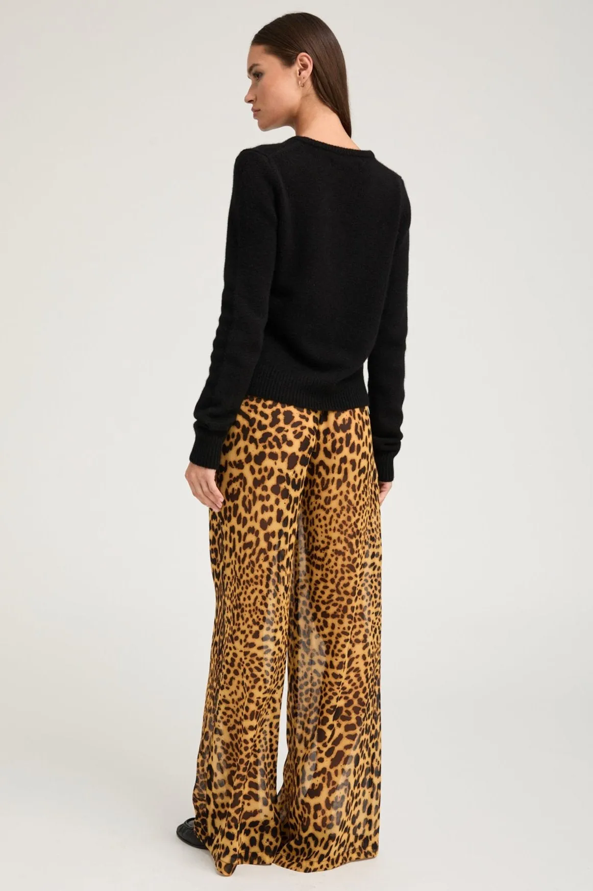 Dark Leopard Silk Wide Leg Trousers sold by SPRWMN product image thumbnail 5