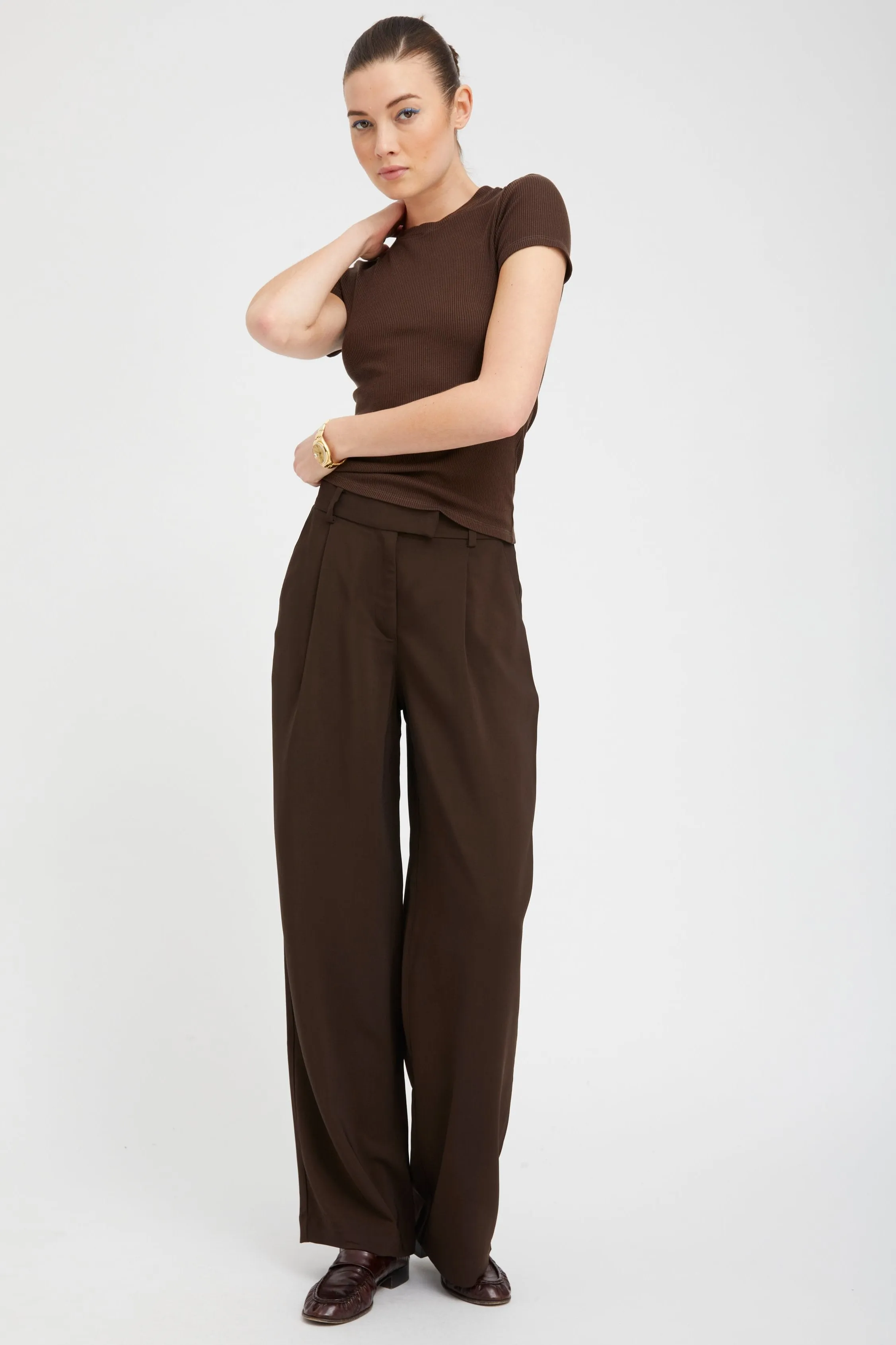 Americano Crepe Straight Leg Pleated Trousers sold by SPRWMN