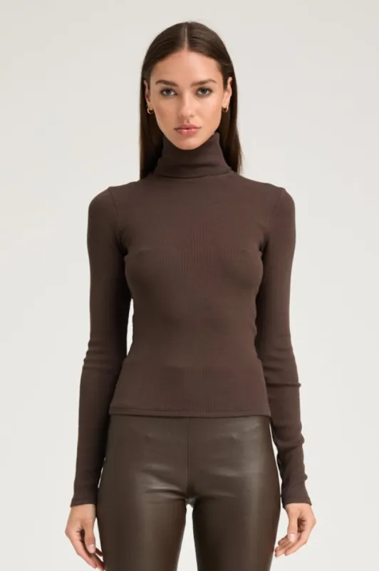 Chocolate Rib Long Sleeve Turtleneck sold by SPRWMN