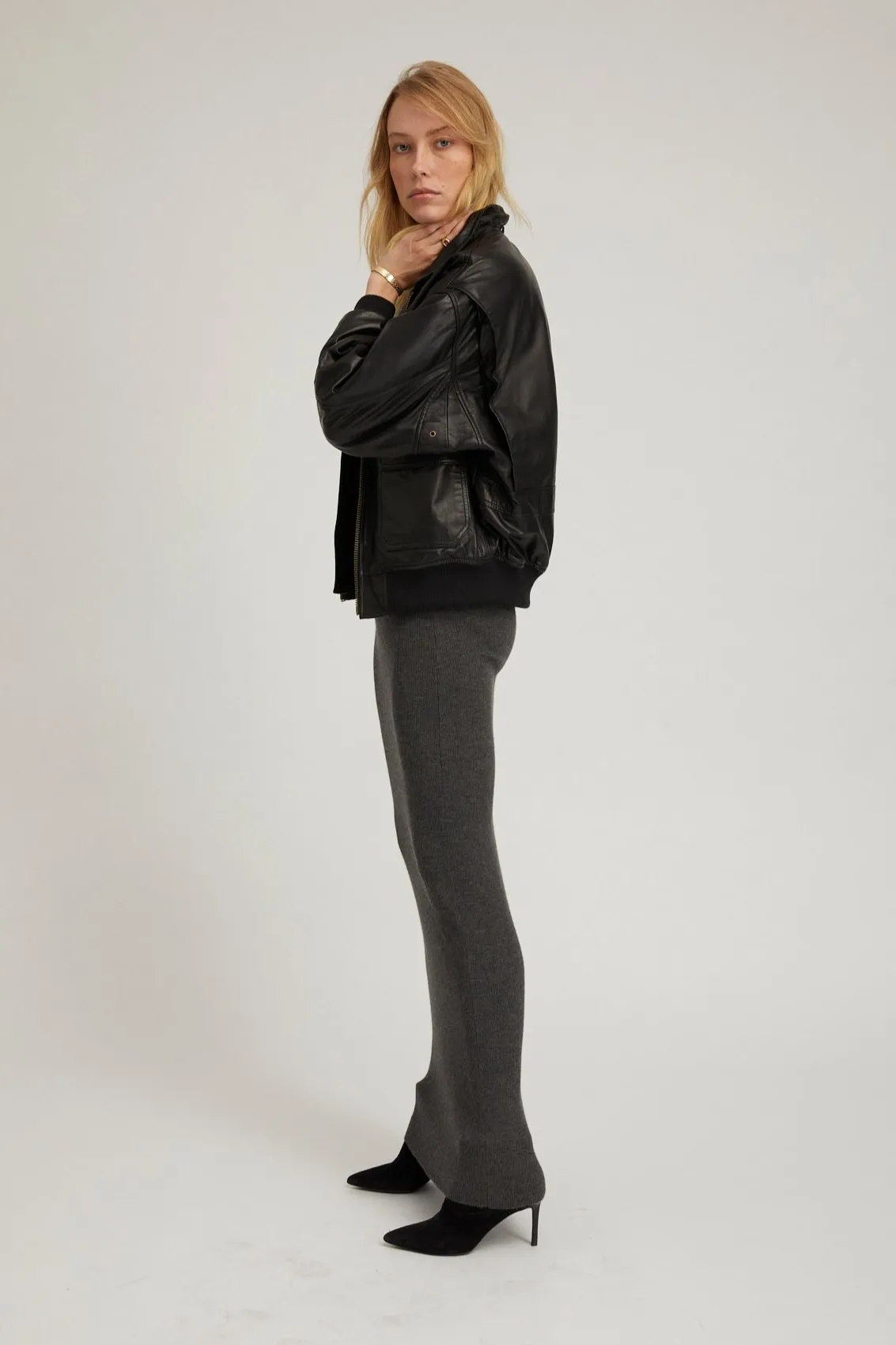 Leather Cropped Aviator Bomber sold by SPRWMN product image thumbnail 5