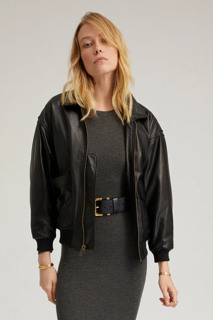 Leather Cropped Aviator Bomber sold by SPRWMN