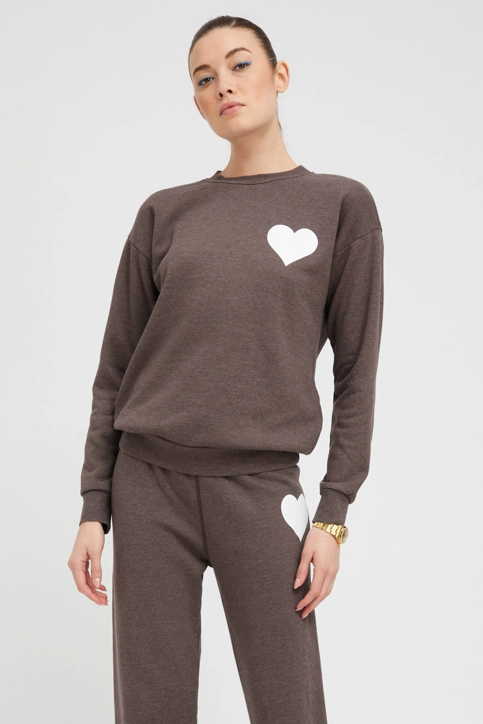 Heather Brown Heart Sweatshirt sold by SPRWMN