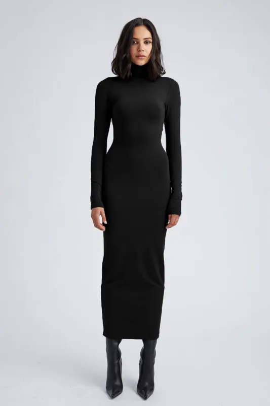 Black City Long Sleeve Turtleneck Dress made by SPRWMN