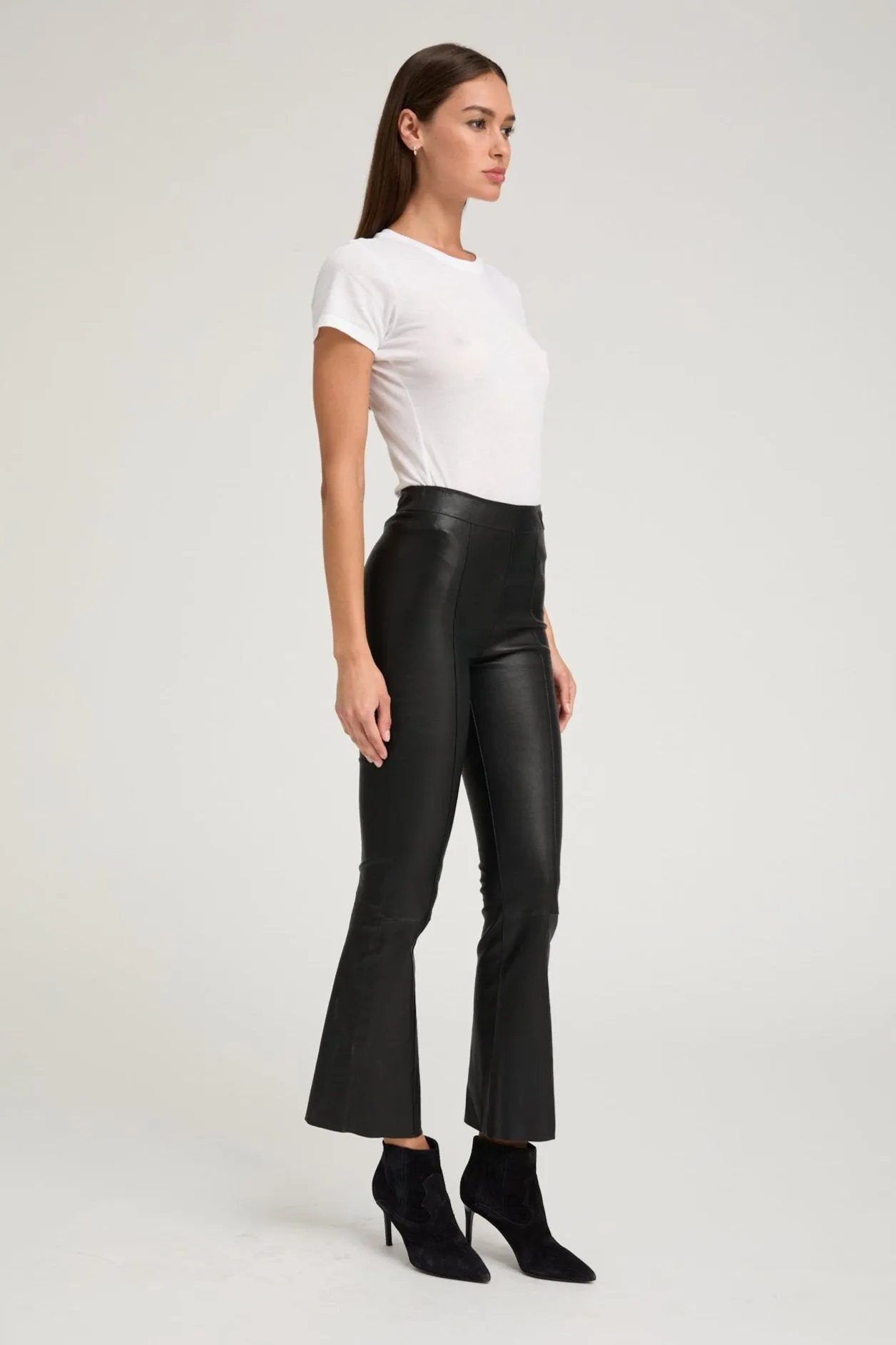 Leather Ankle Flare Pants with Princess Seams sold by SPRWMN product image thumbnail 3