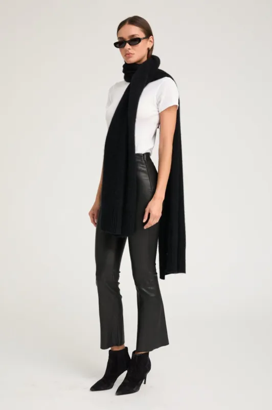 Black Leather Ankle Flare Pants with Princess Seams sold by SPRWMN