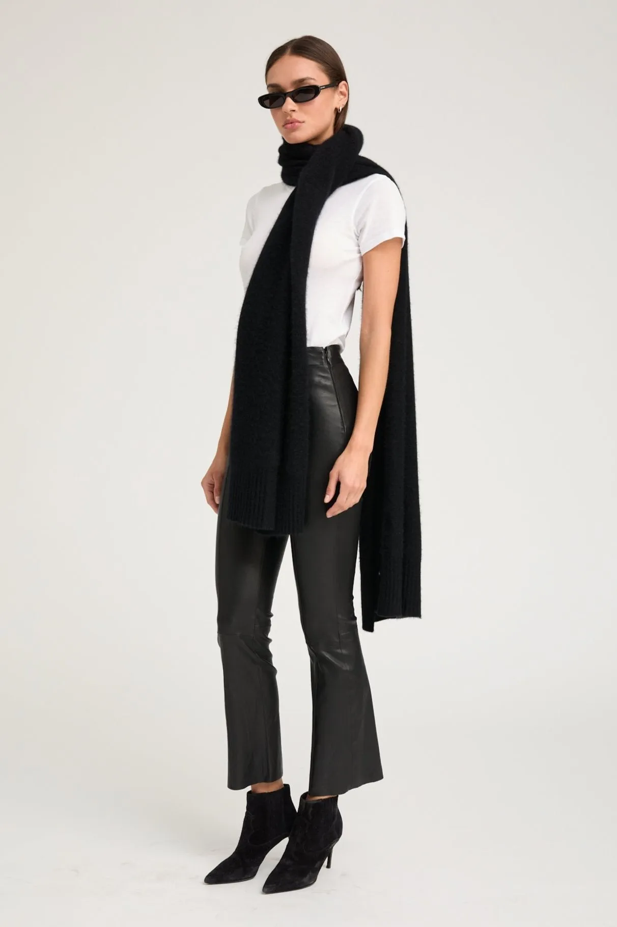 Leather Ankle Flare Pants with Princess Seams sold by SPRWMN