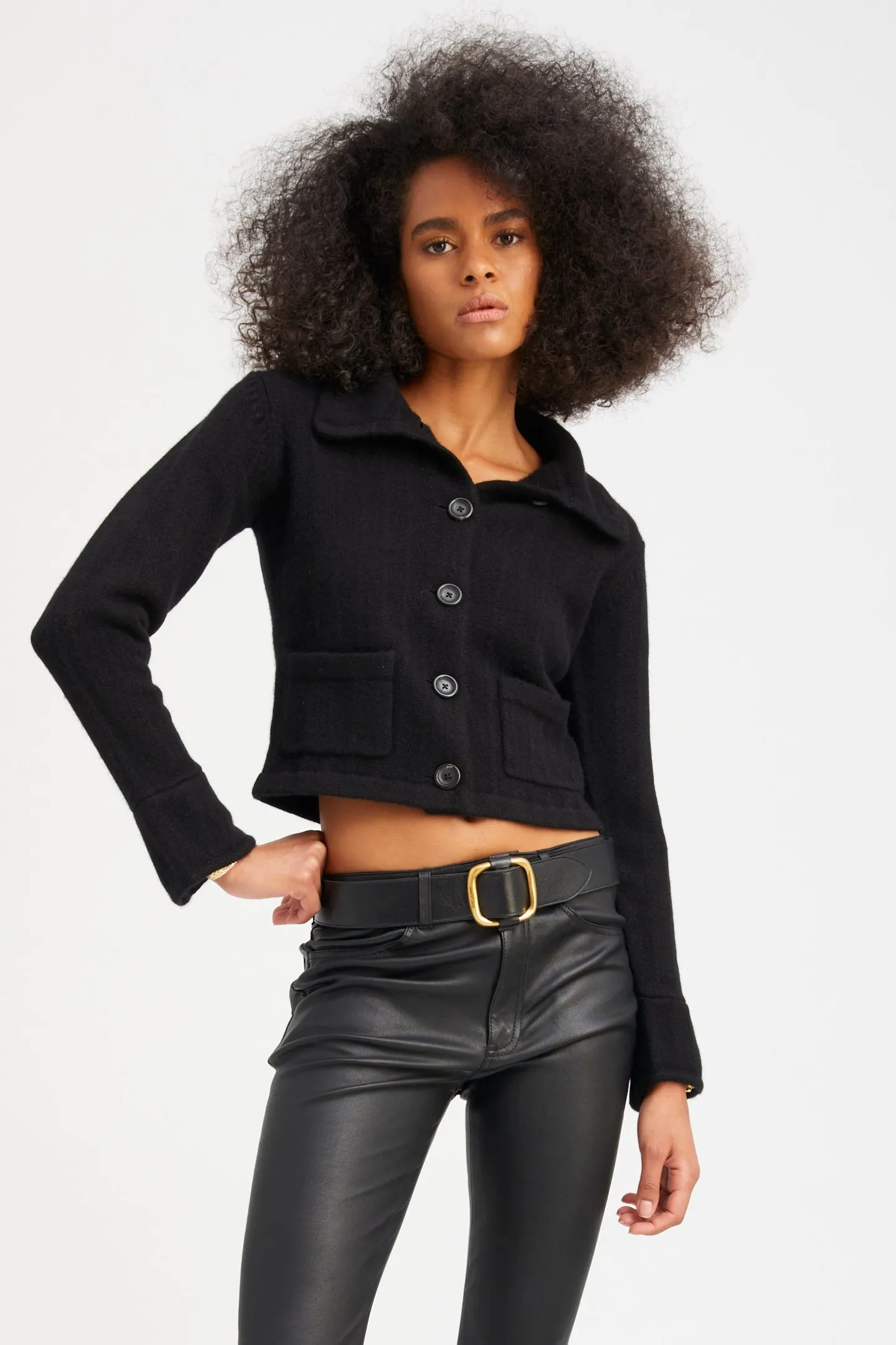 Black Cashmere Collared Cardigan sold by SPRWMN