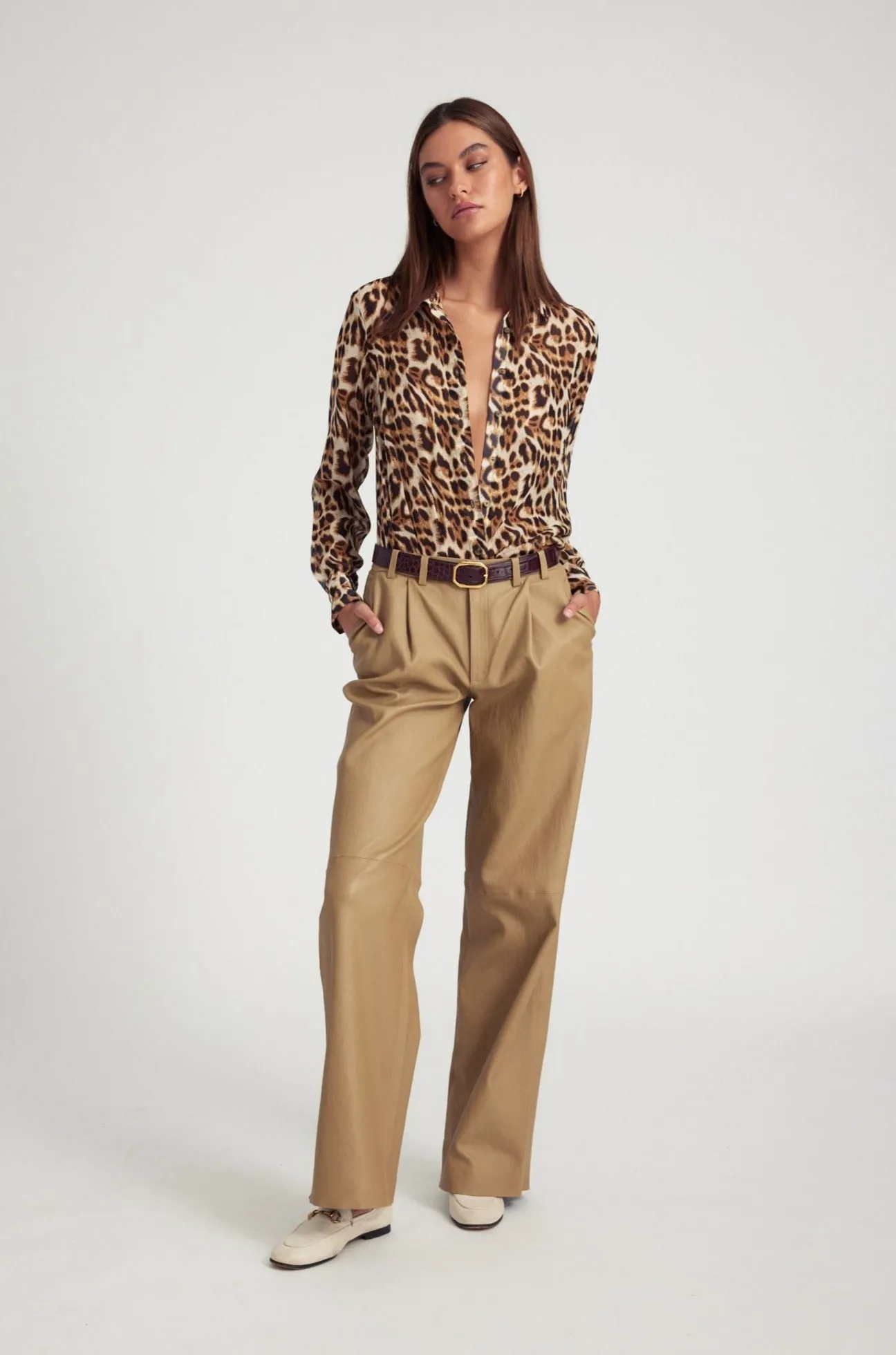 Leopard Silk Fitted Button Down sold by SPRWMN product image thumbnail 2