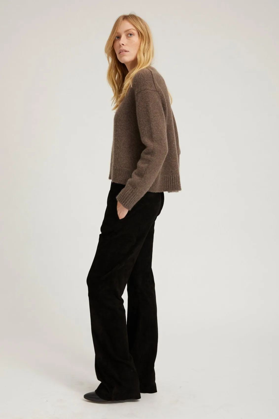 Black Suede Straight Leg Pants sold by SPRWMN product image thumbnail 3