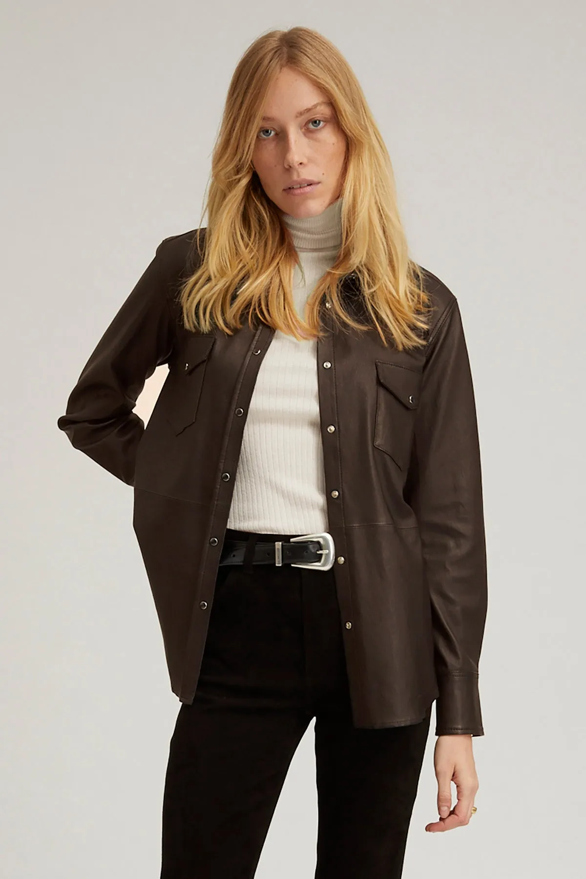 Americano Leather Western Button Down sold by SPRWMN