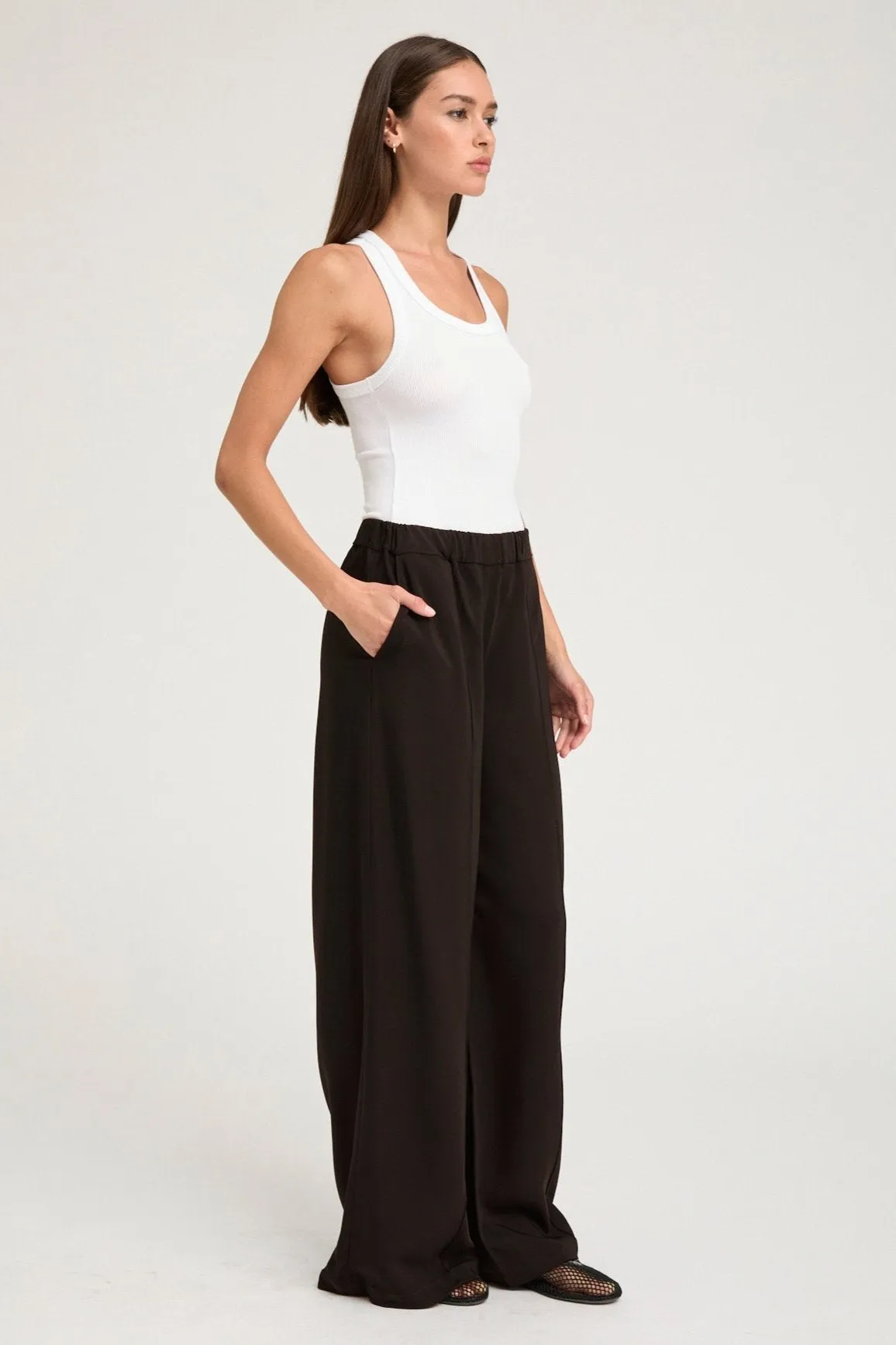 Americano Crepe Wide Leg Pintuck Trousers sold by SPRWMN product image thumbnail 2