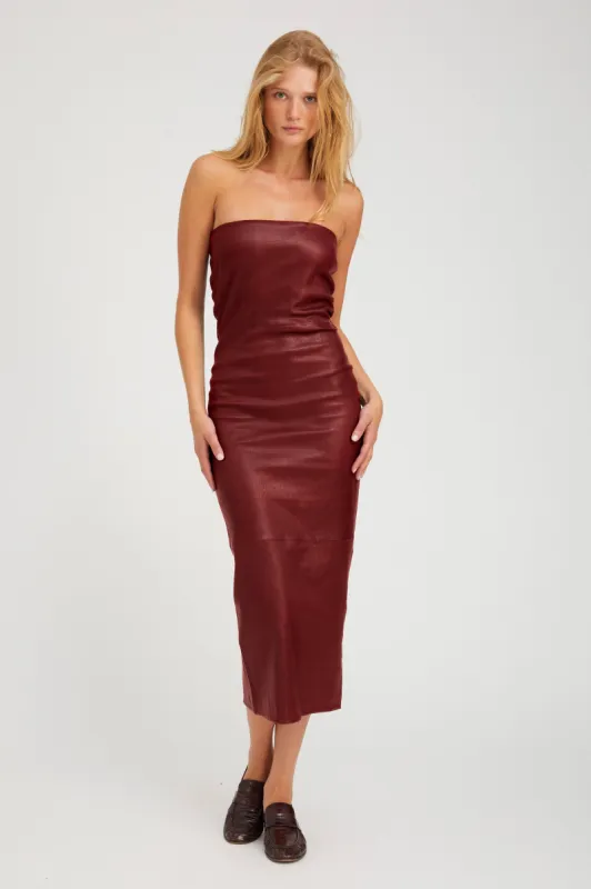 Cherry Leather Tube Dress sold by SPRWMN