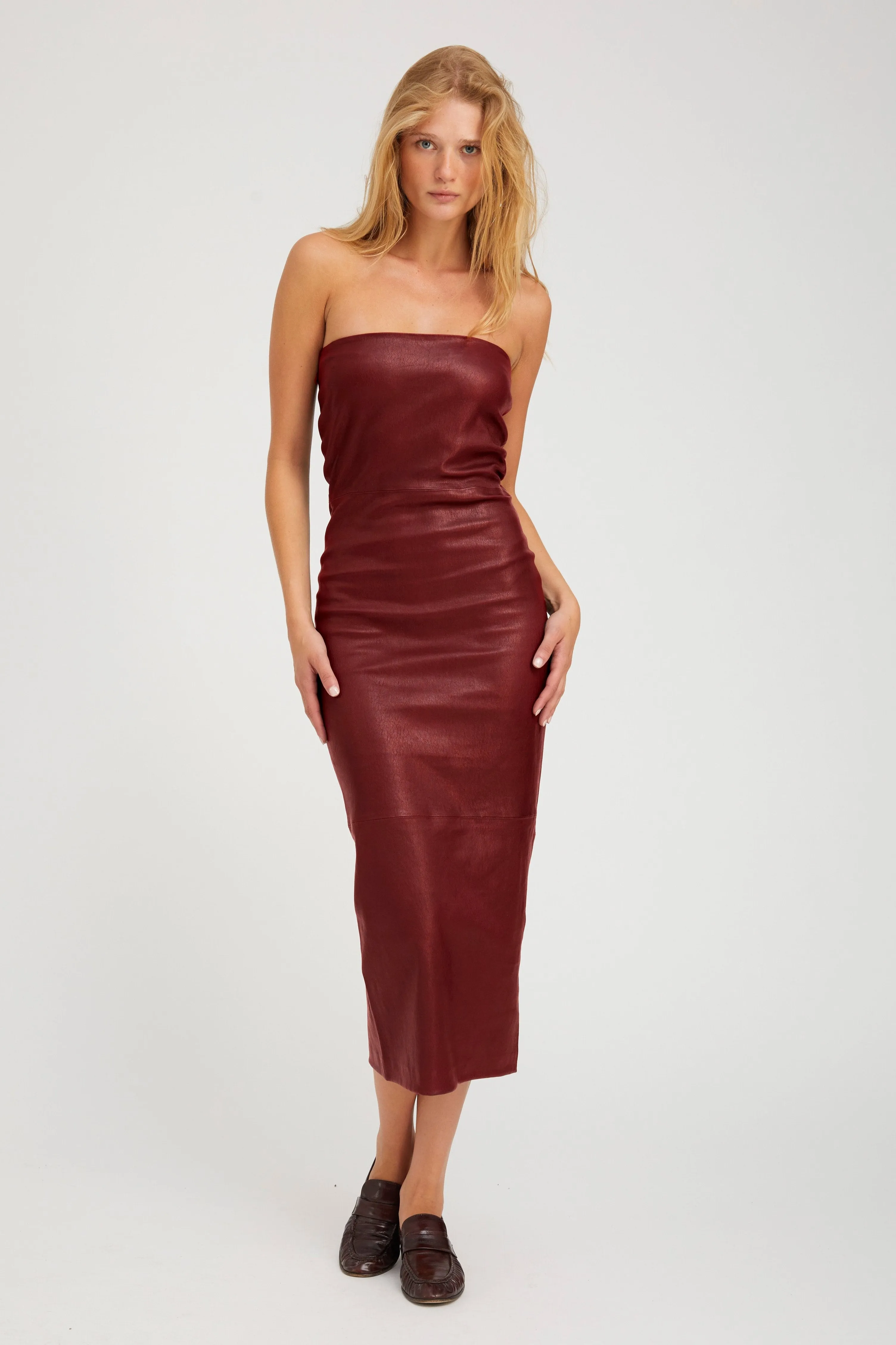 Cherry Leather Tube Dress sold by SPRWMN