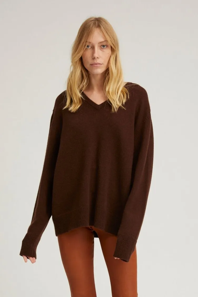 Americano Cashmere V-Neck Boyfriend Sweater sold by SPRWMN