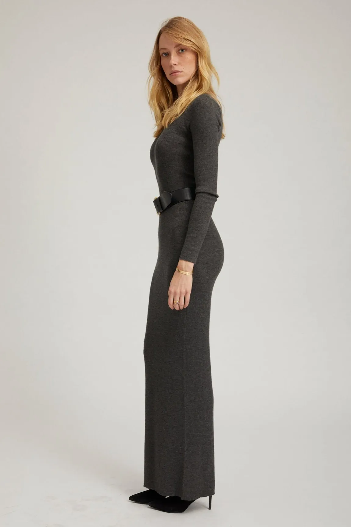 Grey Cashmere Rib Crewneck Maxi Dress sold by SPRWMN product image thumbnail 3