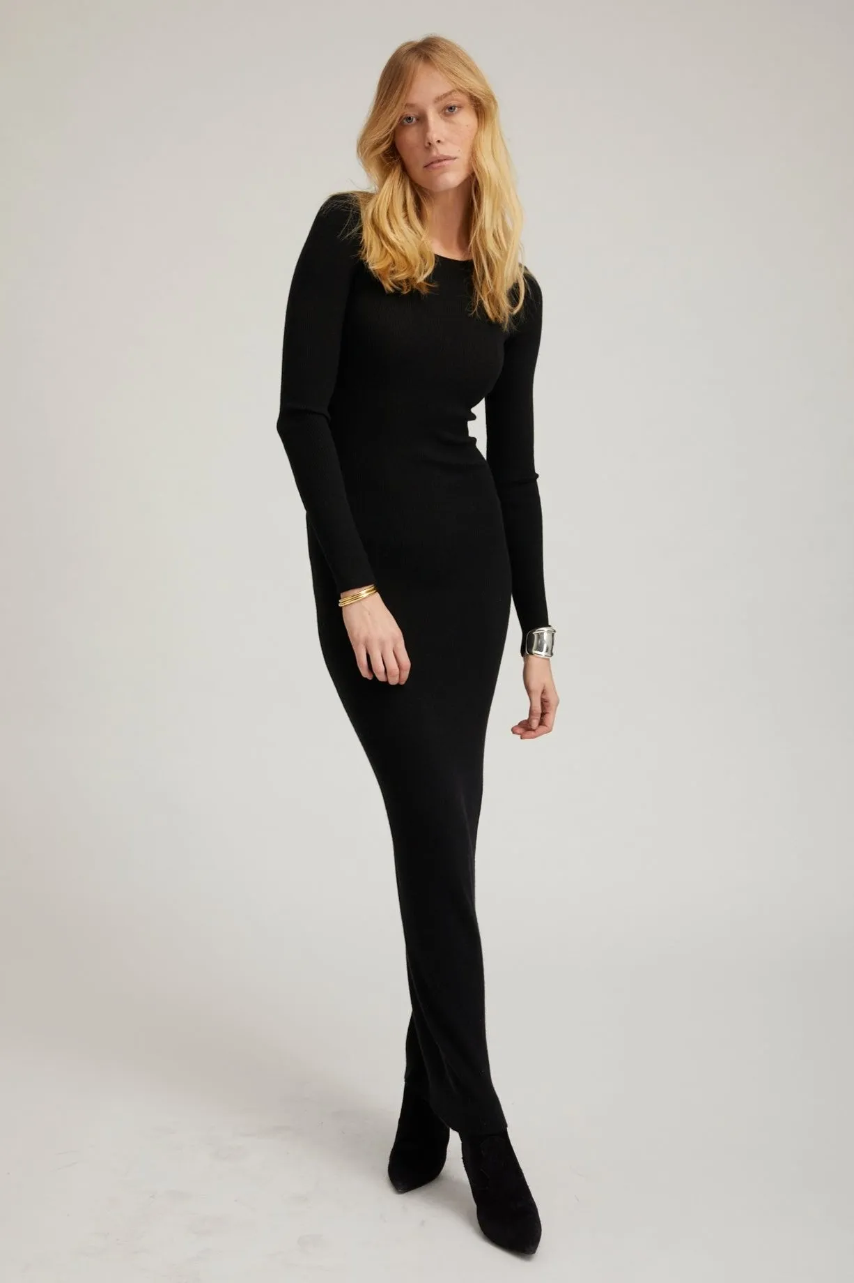 Black Cashmere Rib Crew Neck Maxi Dress sold by SPRWMN product image thumbnail 2