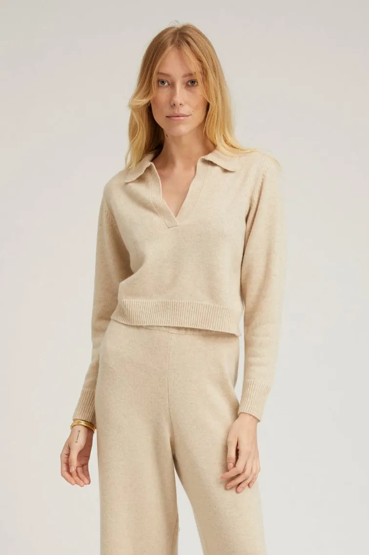 Oyster Cashmere Henley Sweater sold by SPRWMN