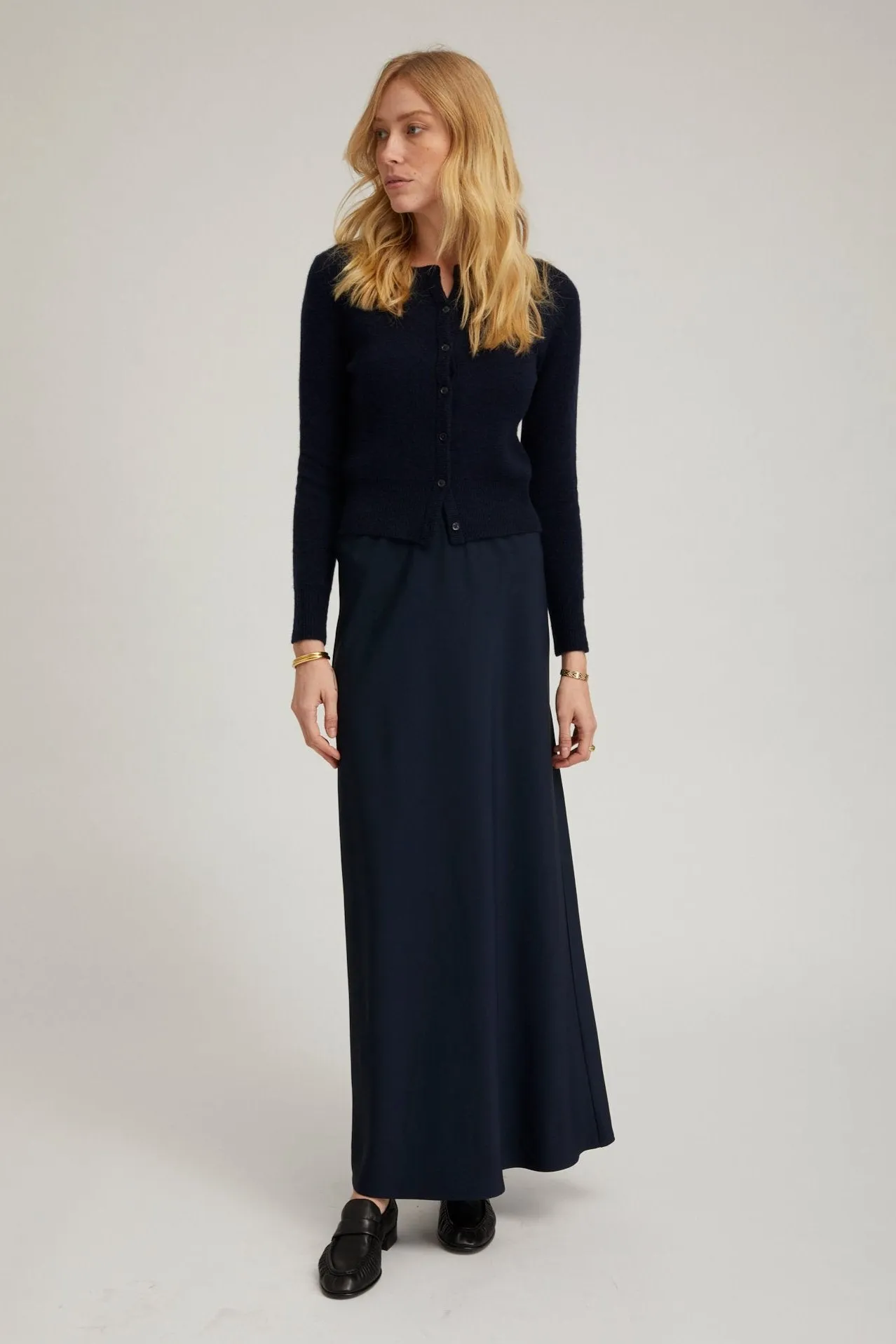 Navy Crepe Bias Maxi Skirt sold by SPRWMN product image thumbnail 2