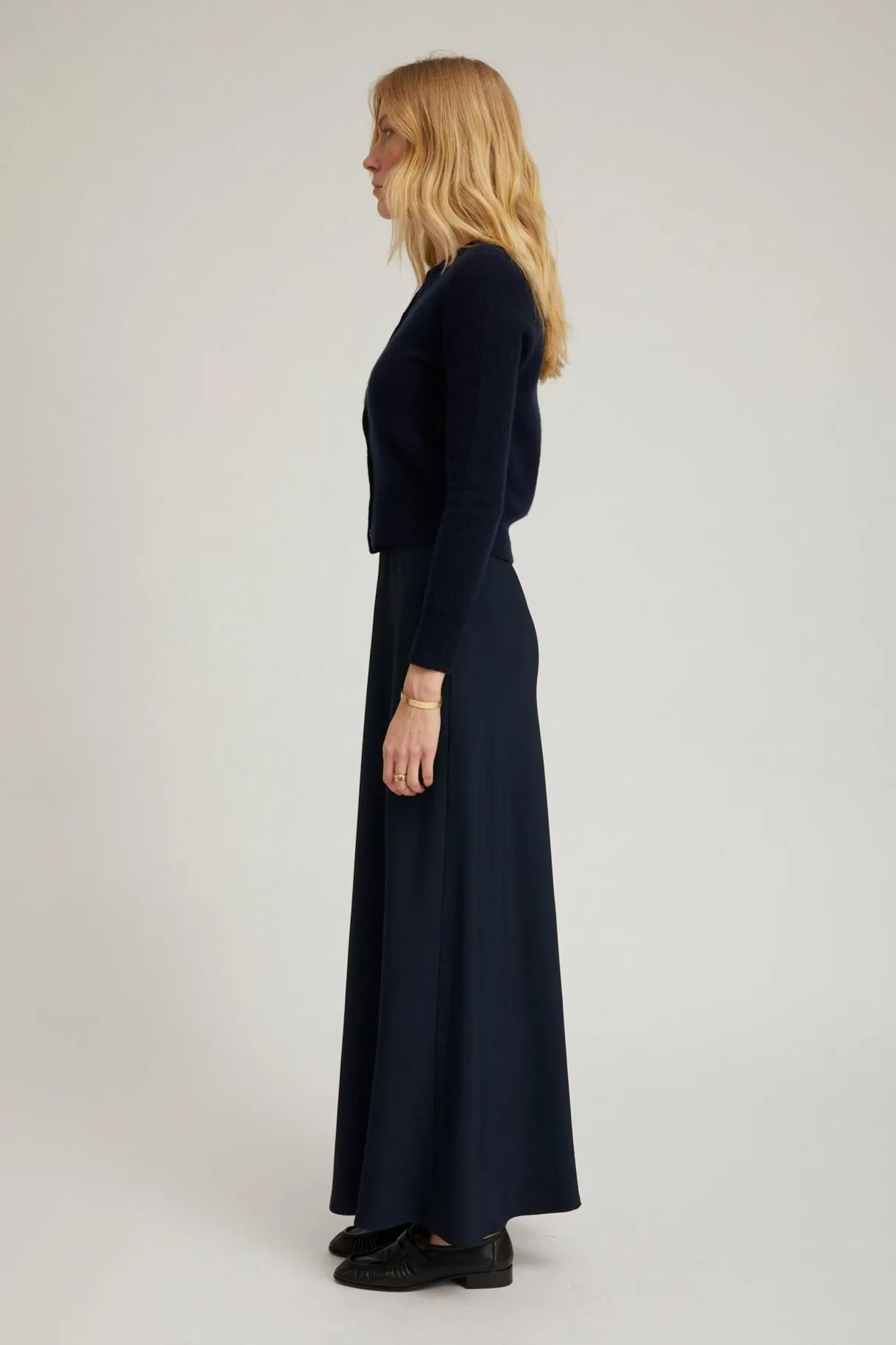 Navy Crepe Bias Maxi Skirt sold by SPRWMN product image thumbnail 3