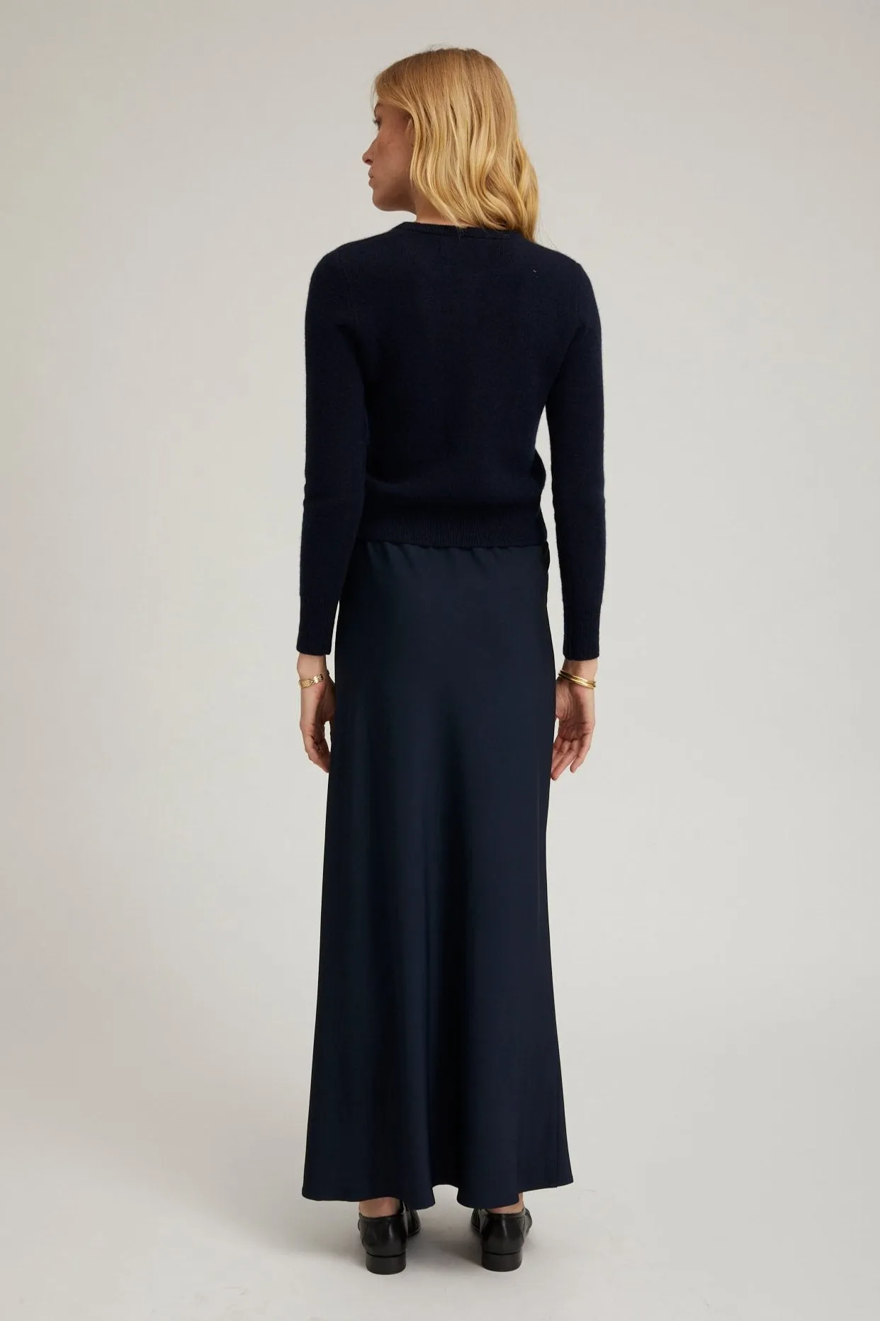 Navy Crepe Bias Maxi Skirt sold by SPRWMN product image thumbnail 4