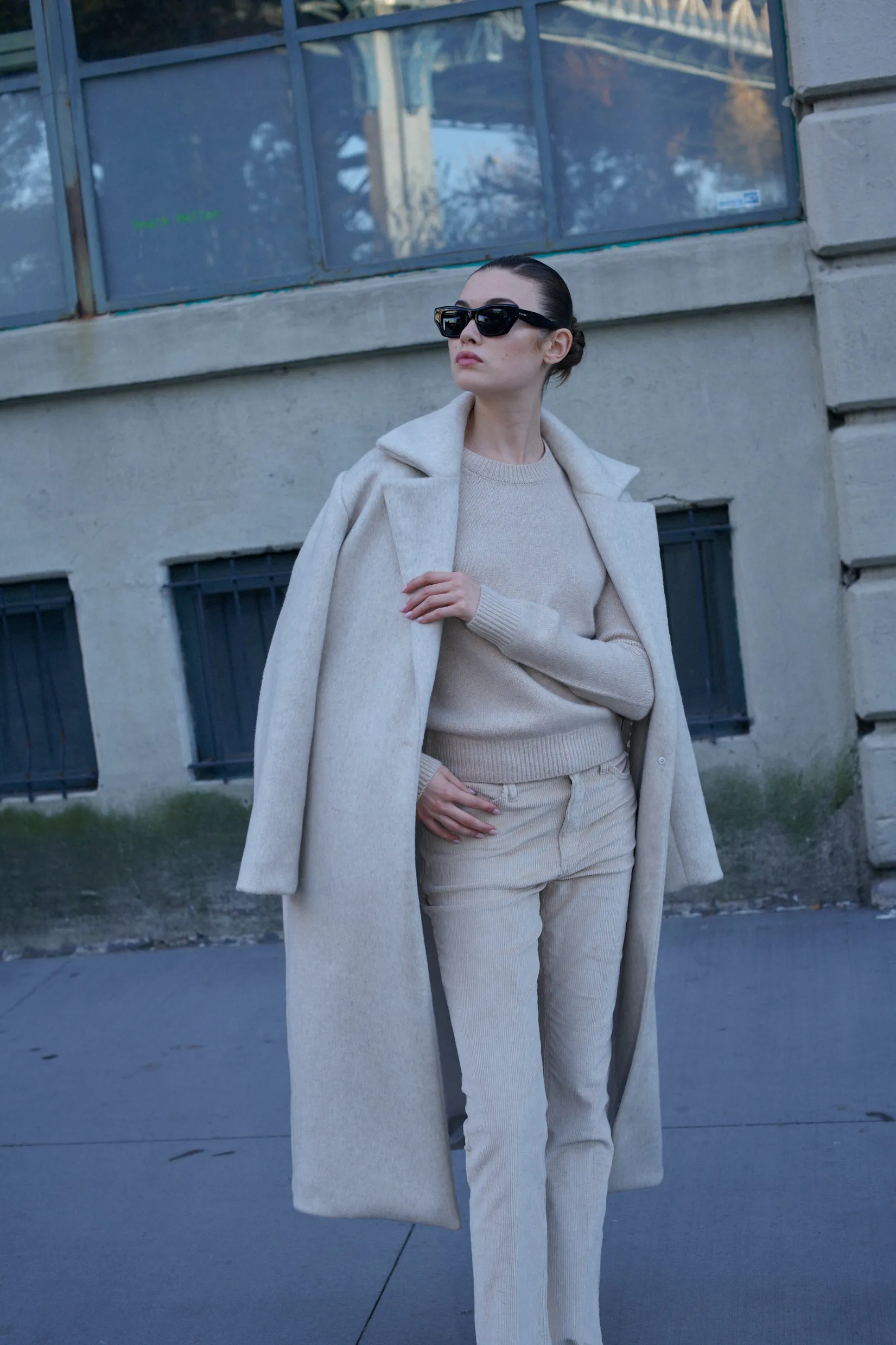 Off White Wool Cashmere Classic Coat sold by SPRWMN product image thumbnail 2