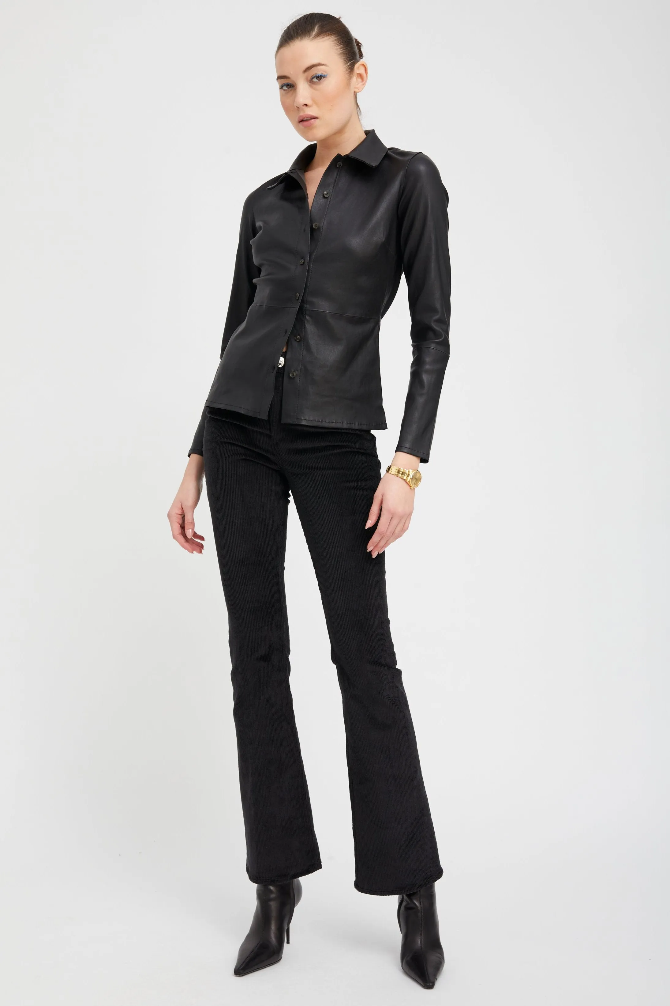 Black Corduroy Micro Flare Pants sold by SPRWMN product image thumbnail 2