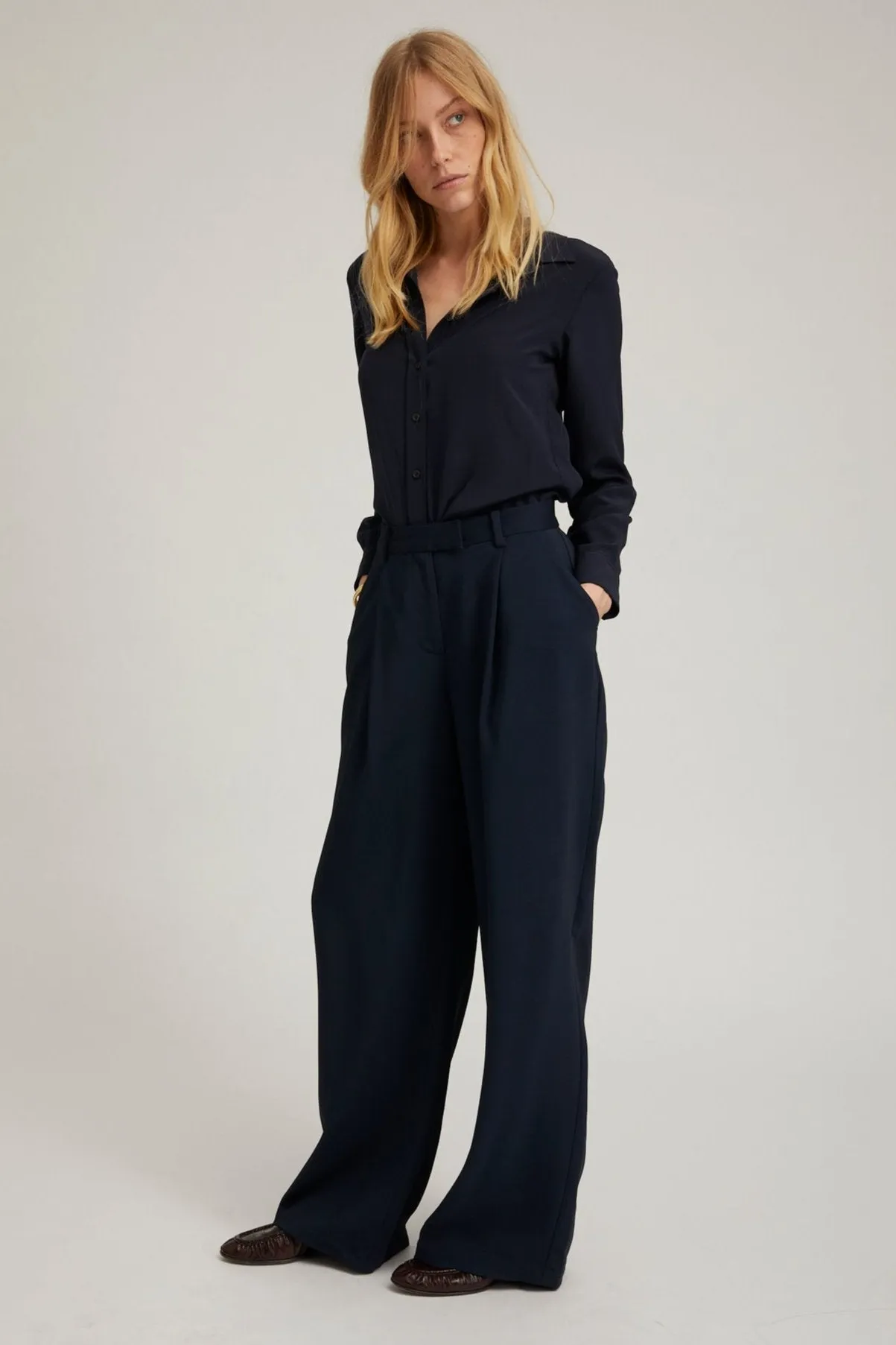 Crepe Straight Leg Pleated Trousers sold by SPRWMN product image thumbnail 3
