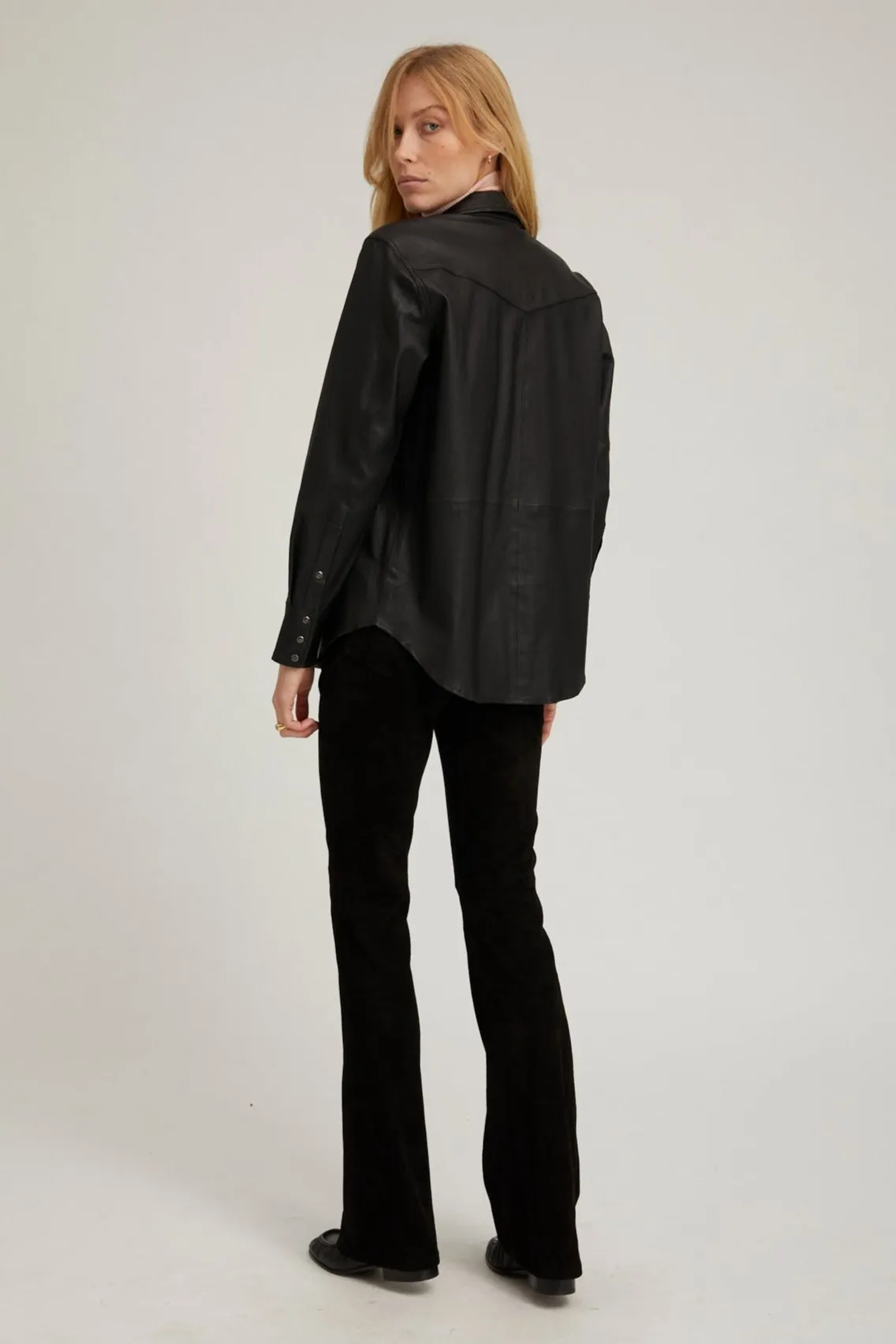 Black Leather Western Button Down sold by SPRWMN product image thumbnail 4