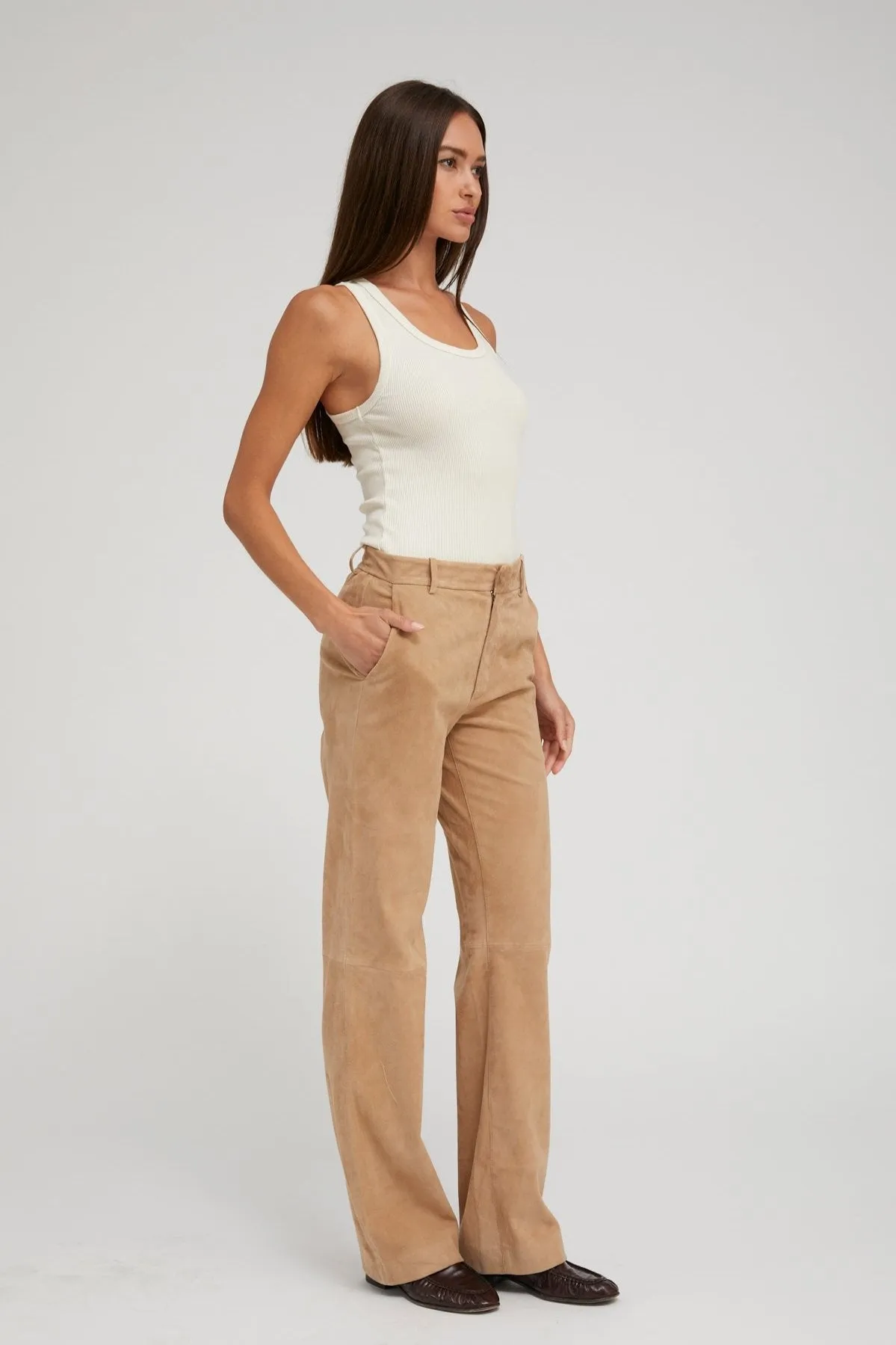 Creme Rib Fitted Scooped Tank sold by SPRWMN product image thumbnail 3