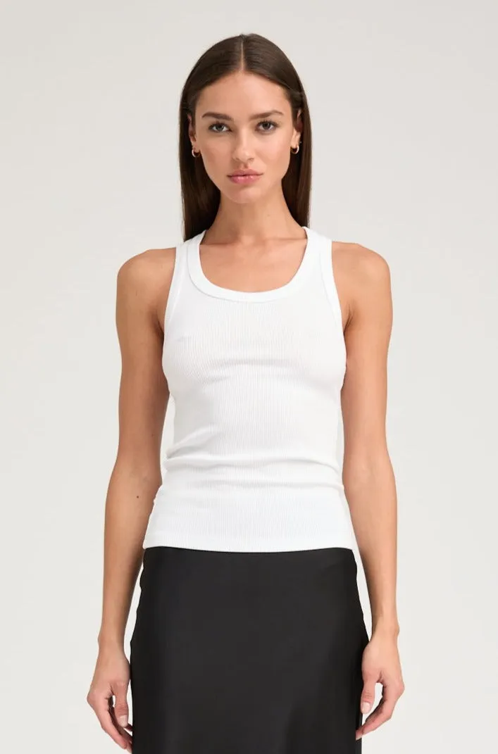 White Rib Fitted Scooped Tank sold by SPRWMN