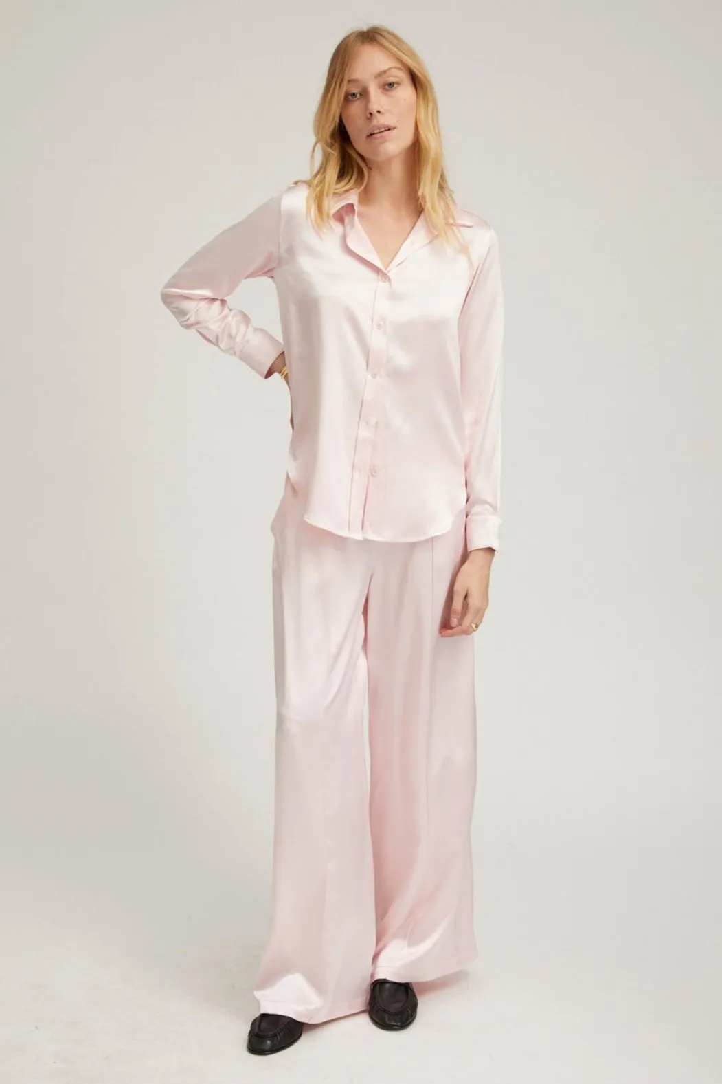 Silk Wide Leg Pintuck Pants sold by SPRWMN