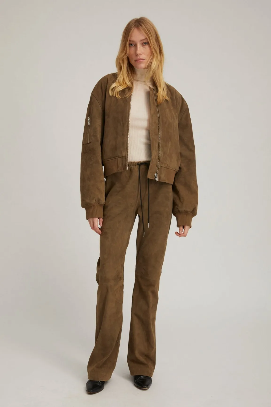 Olive Suede Straight Leg Pants sold by SPRWMN product image thumbnail 4